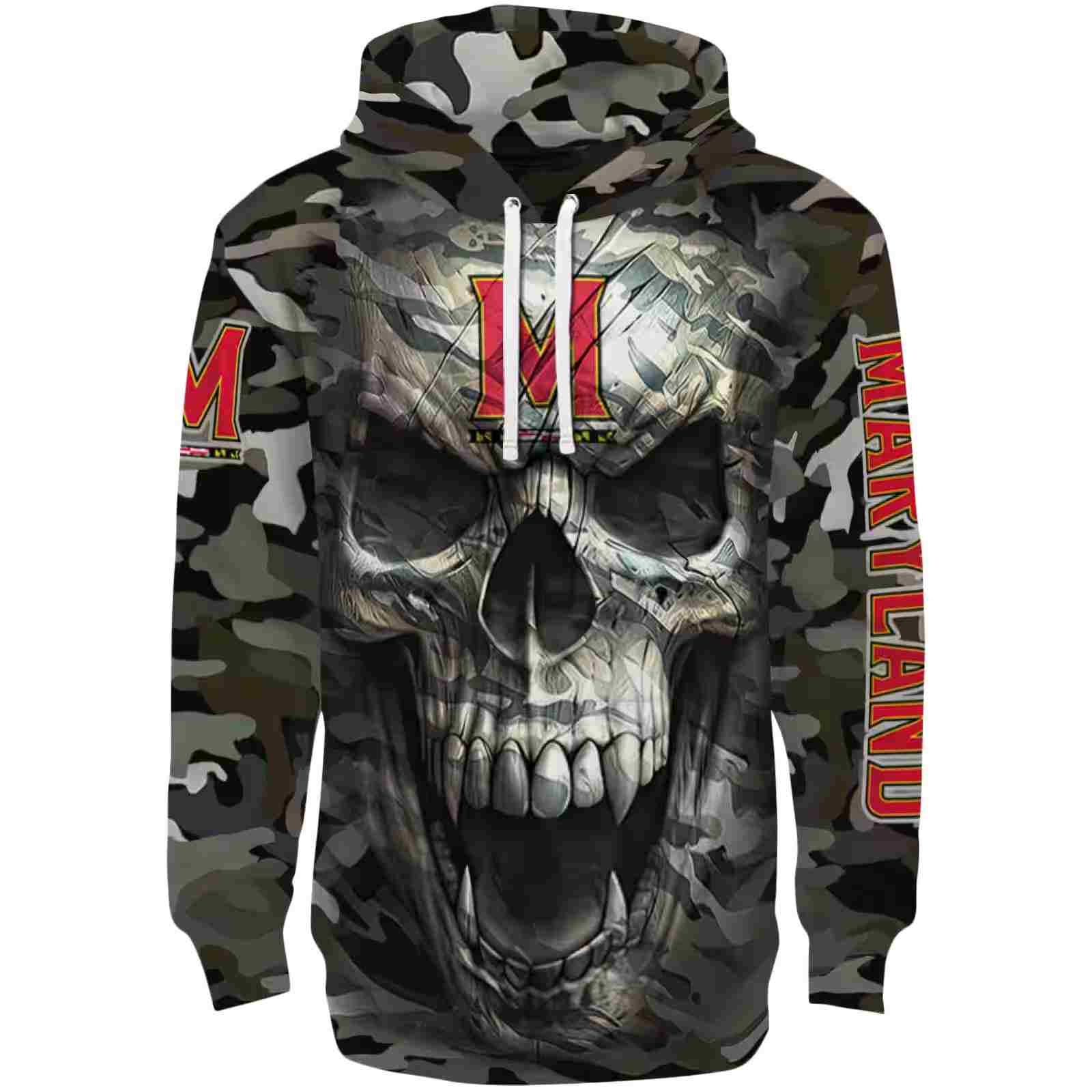 Customized Maryland Terrapins Camo Skull Hoodie