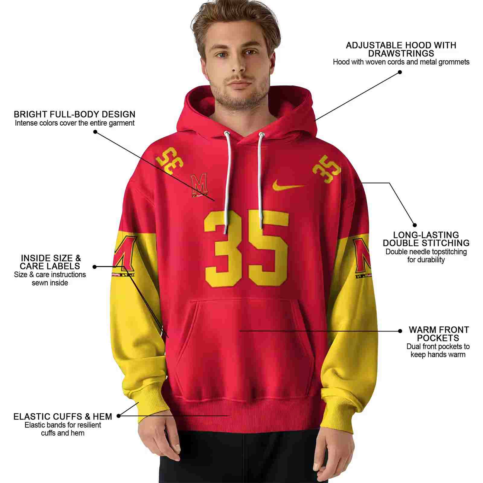 customized maryland terrapins minimal design red hoodie latest model