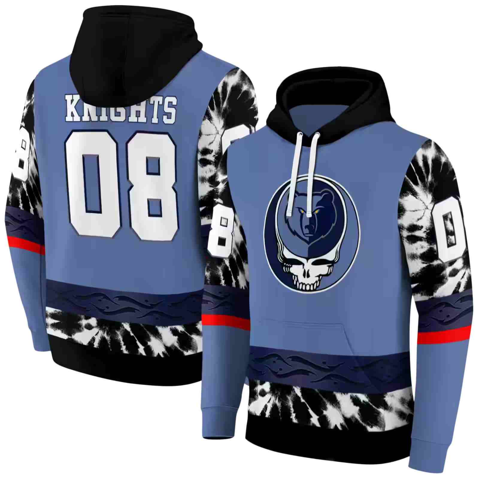 customized memphis grizzlies grateful vibes blue hoodie fashion forward