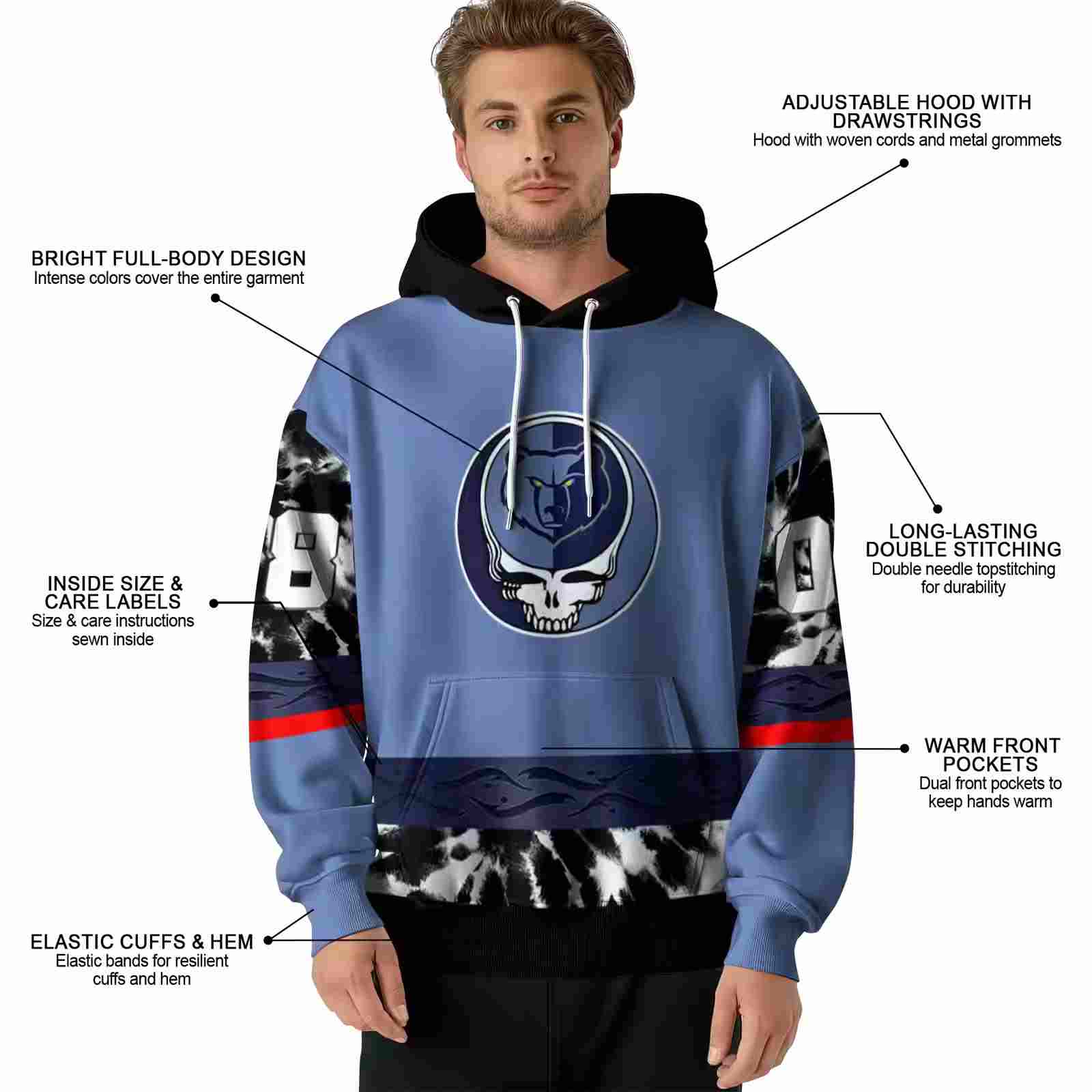 customized memphis grizzlies grateful vibes blue hoodie latest model