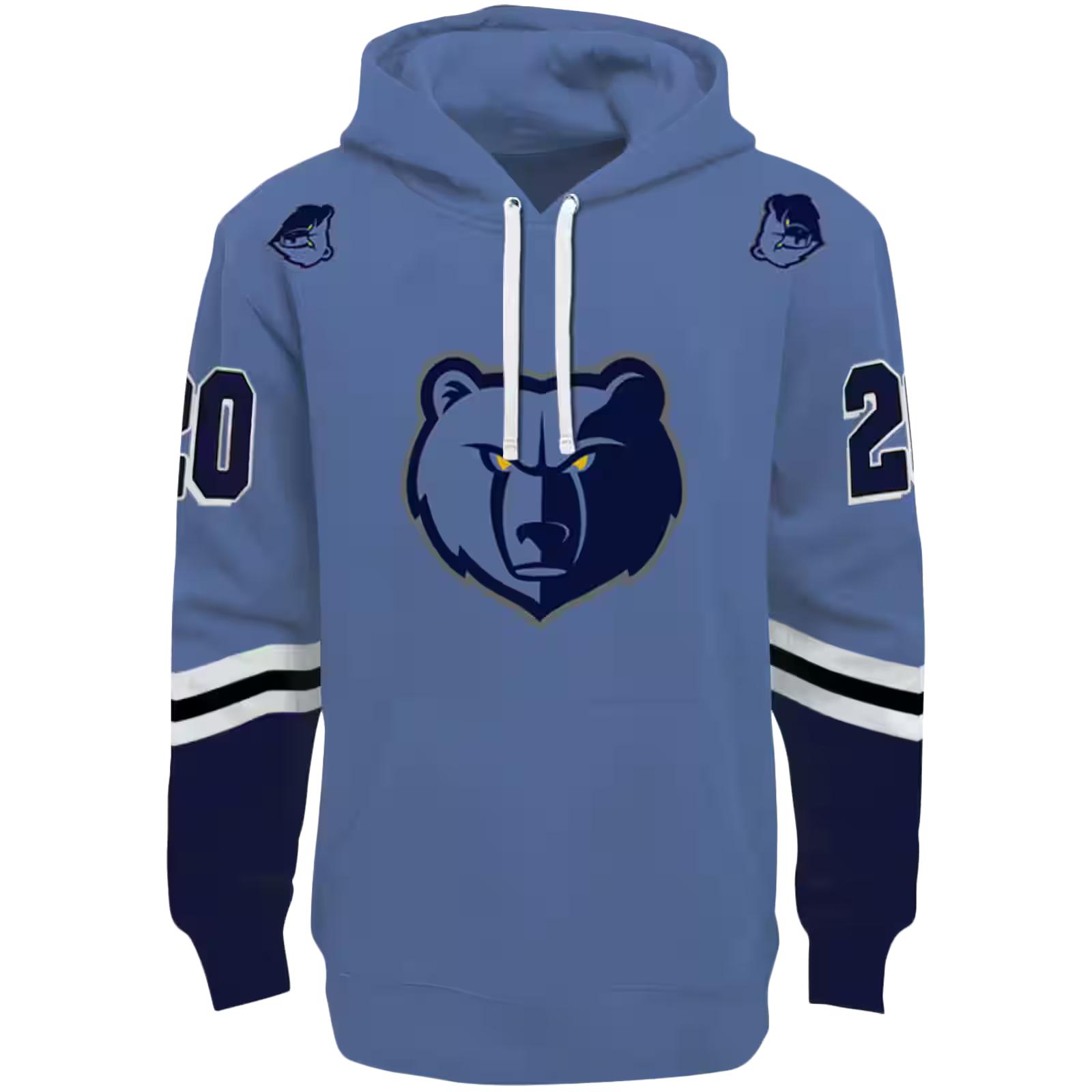 Customized Memphis Grizzlies Striped Sleeves Blue Hoodie