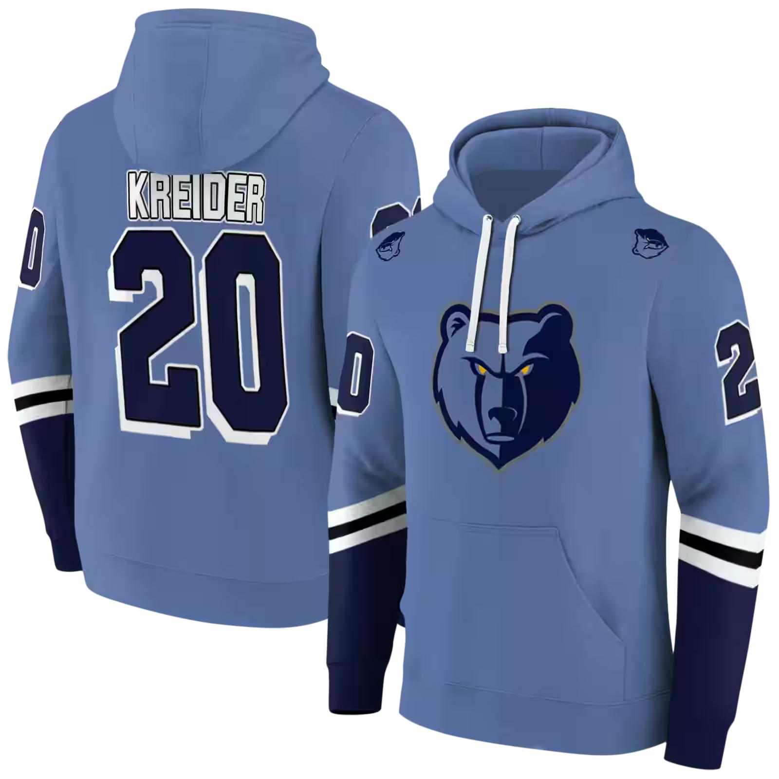 customized memphis grizzlies striped sleeves blue hoodie fashion forward