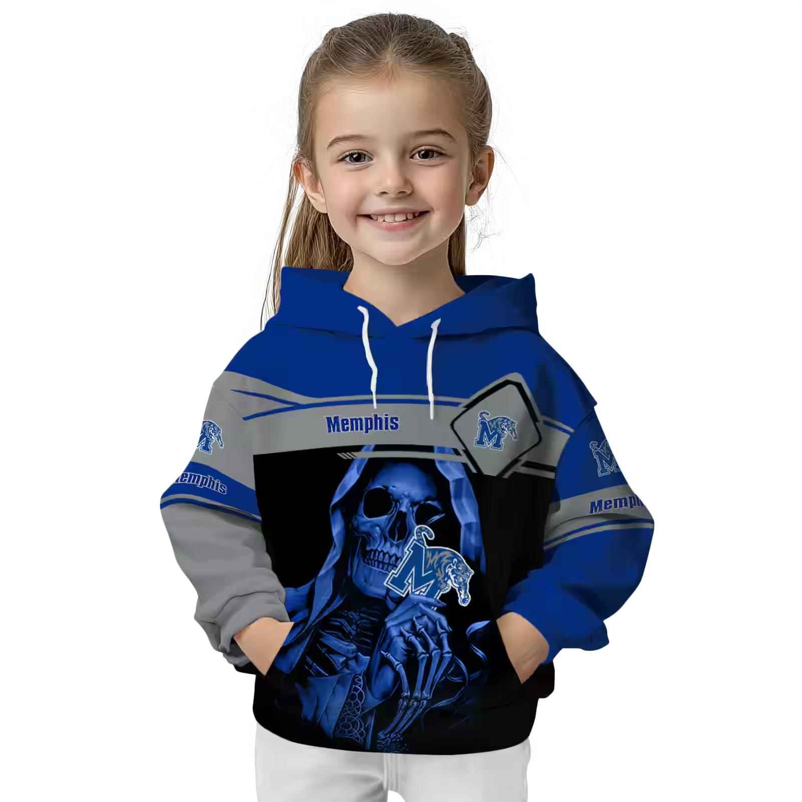 customized memphis tigers grim reaper blue black hoodie top rated