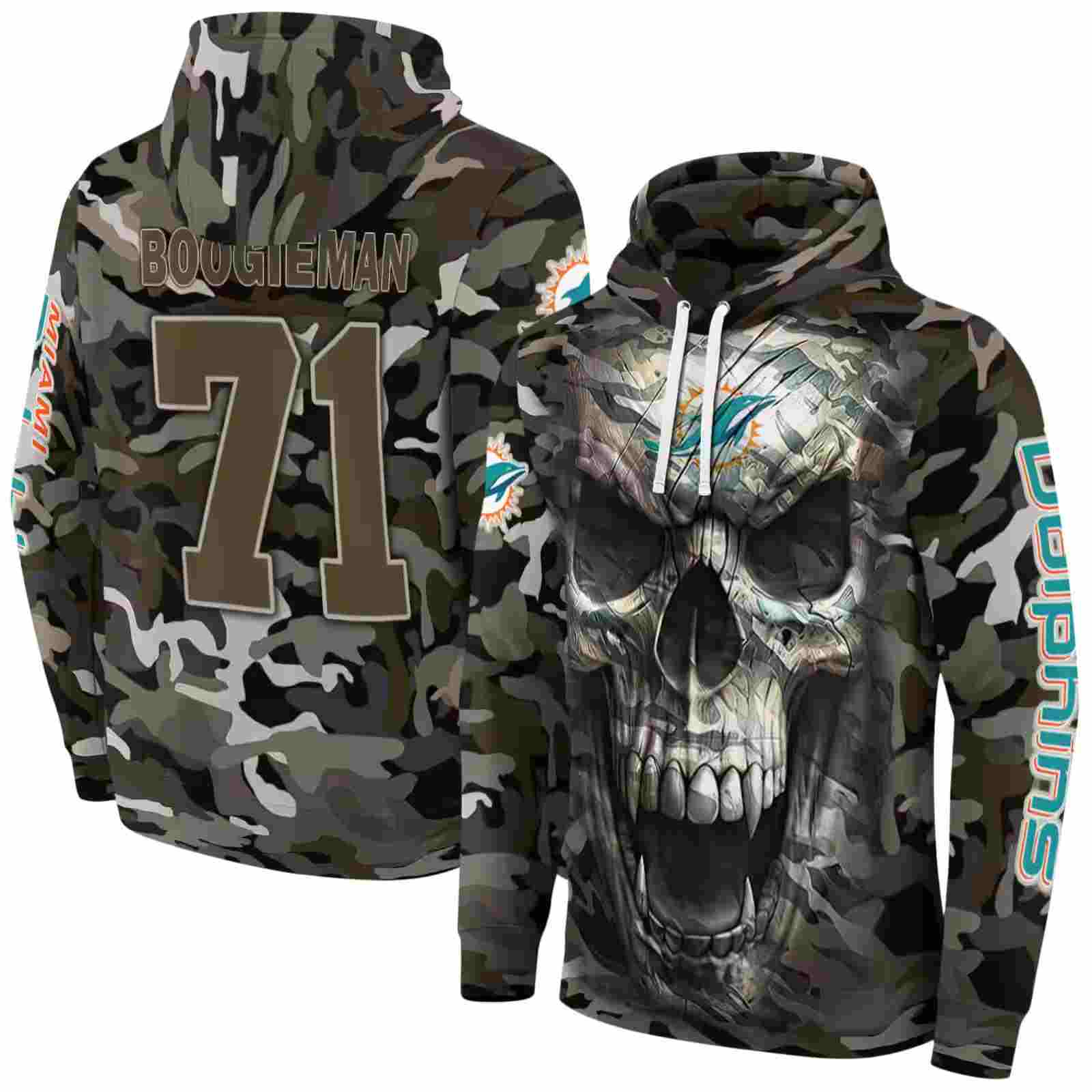 customized miami dolphins camo skull hoodie fashion forward