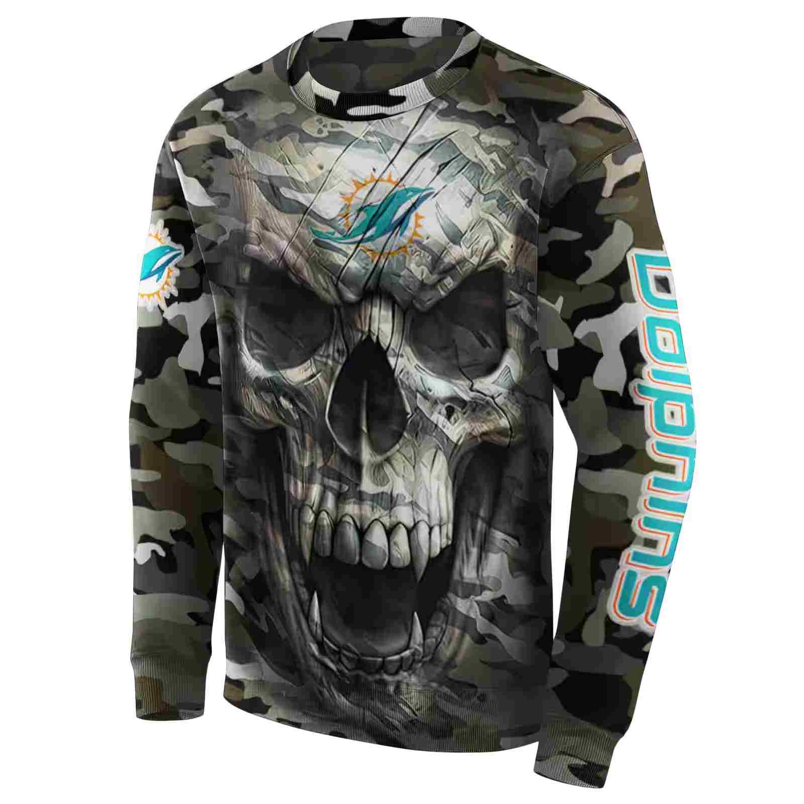 customized miami dolphins camo skull hoodie new arrival