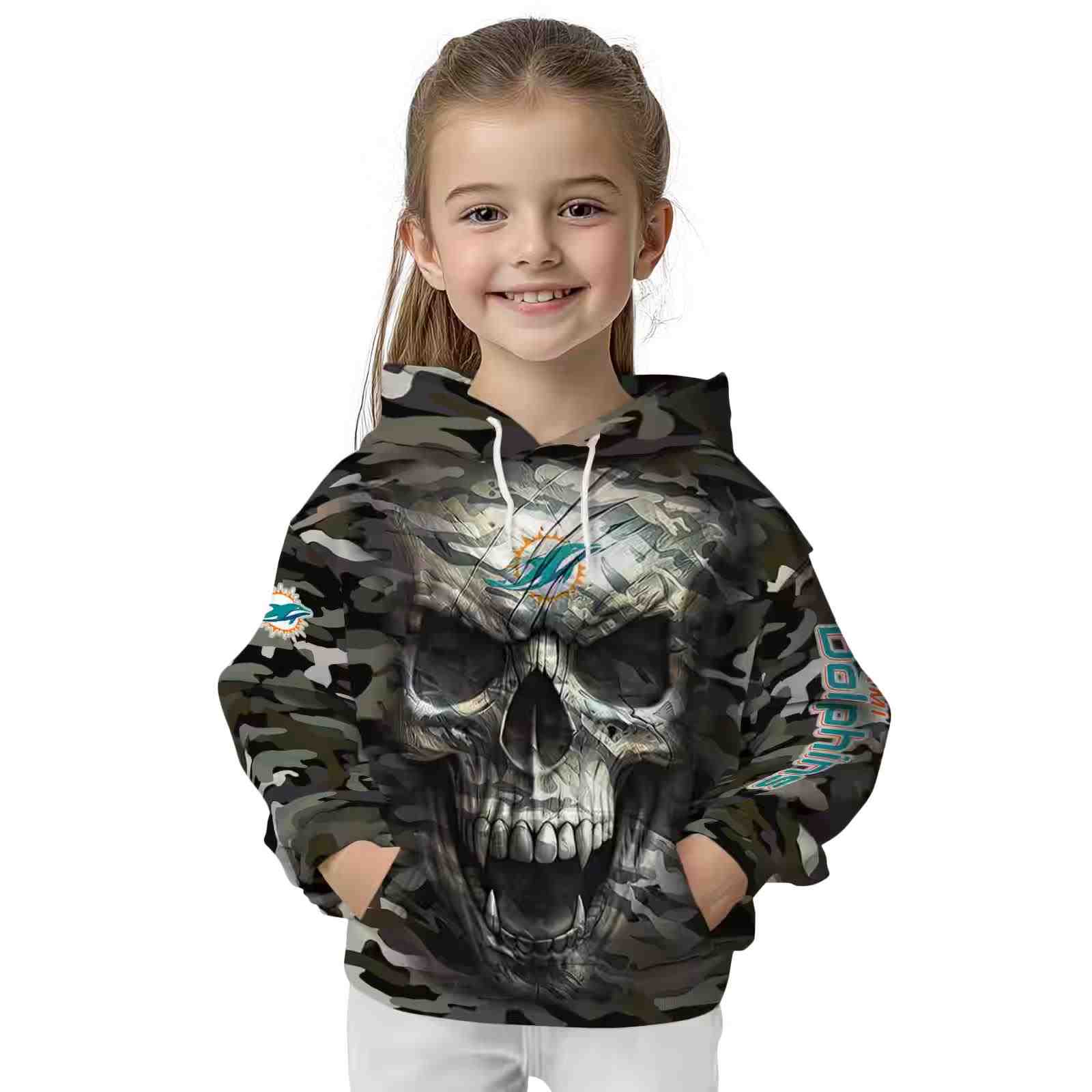 customized miami dolphins camo skull hoodie top rated