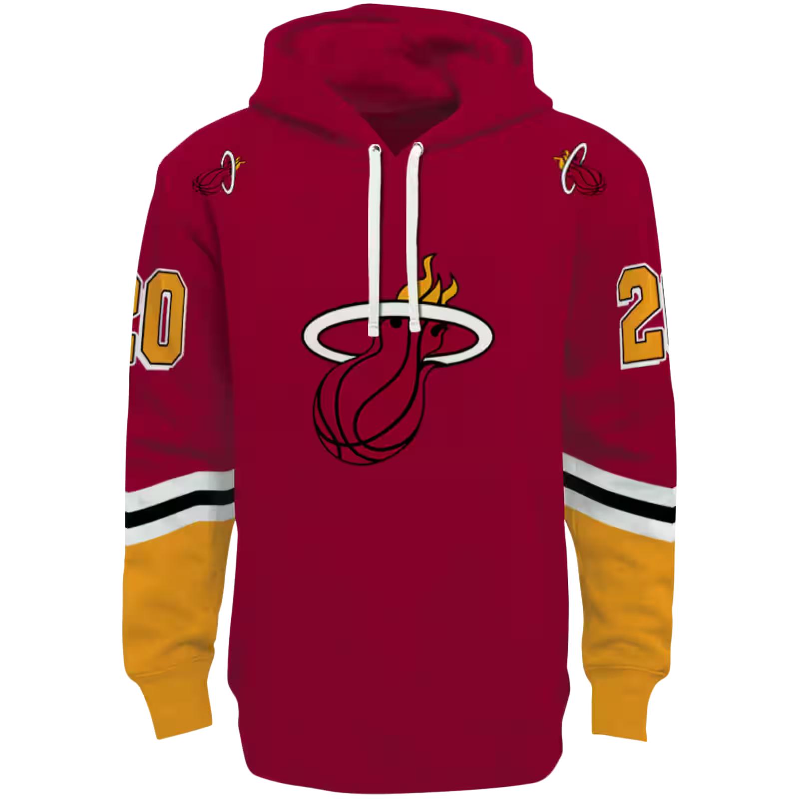 Customized Miami Heat Striped Sleeves Red Hoodie