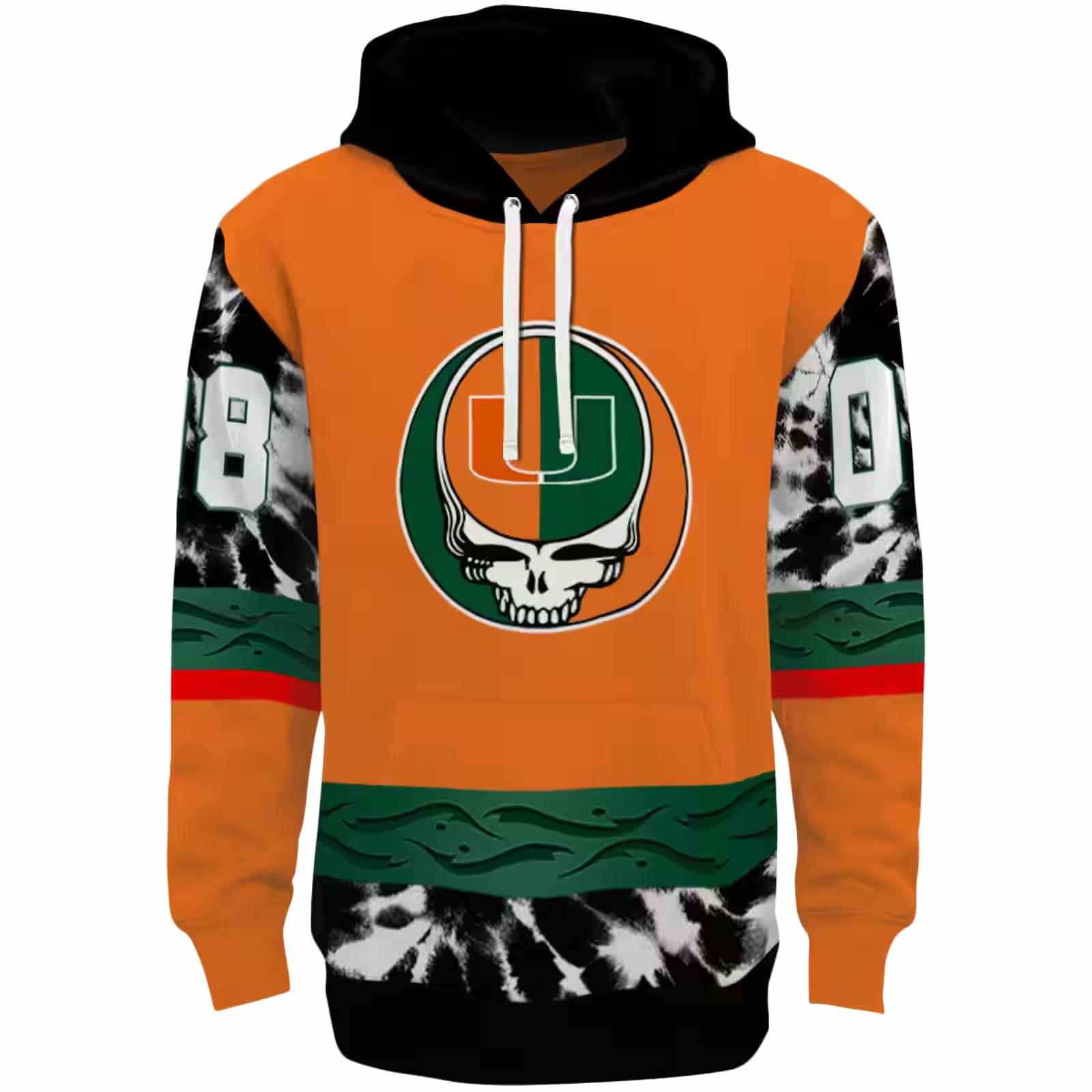 Customized Miami Hurricanes Grateful Vibes Orange Hoodie