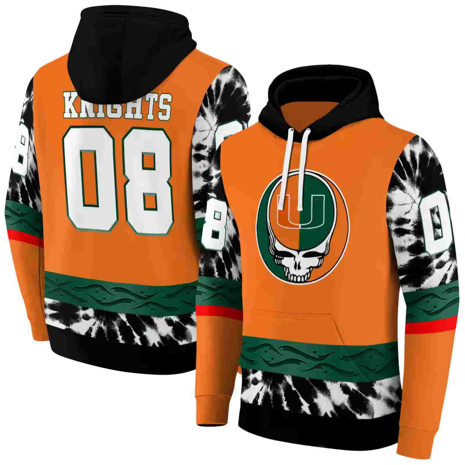 customized miami hurricanes grateful vibes orange hoodie fashion forward