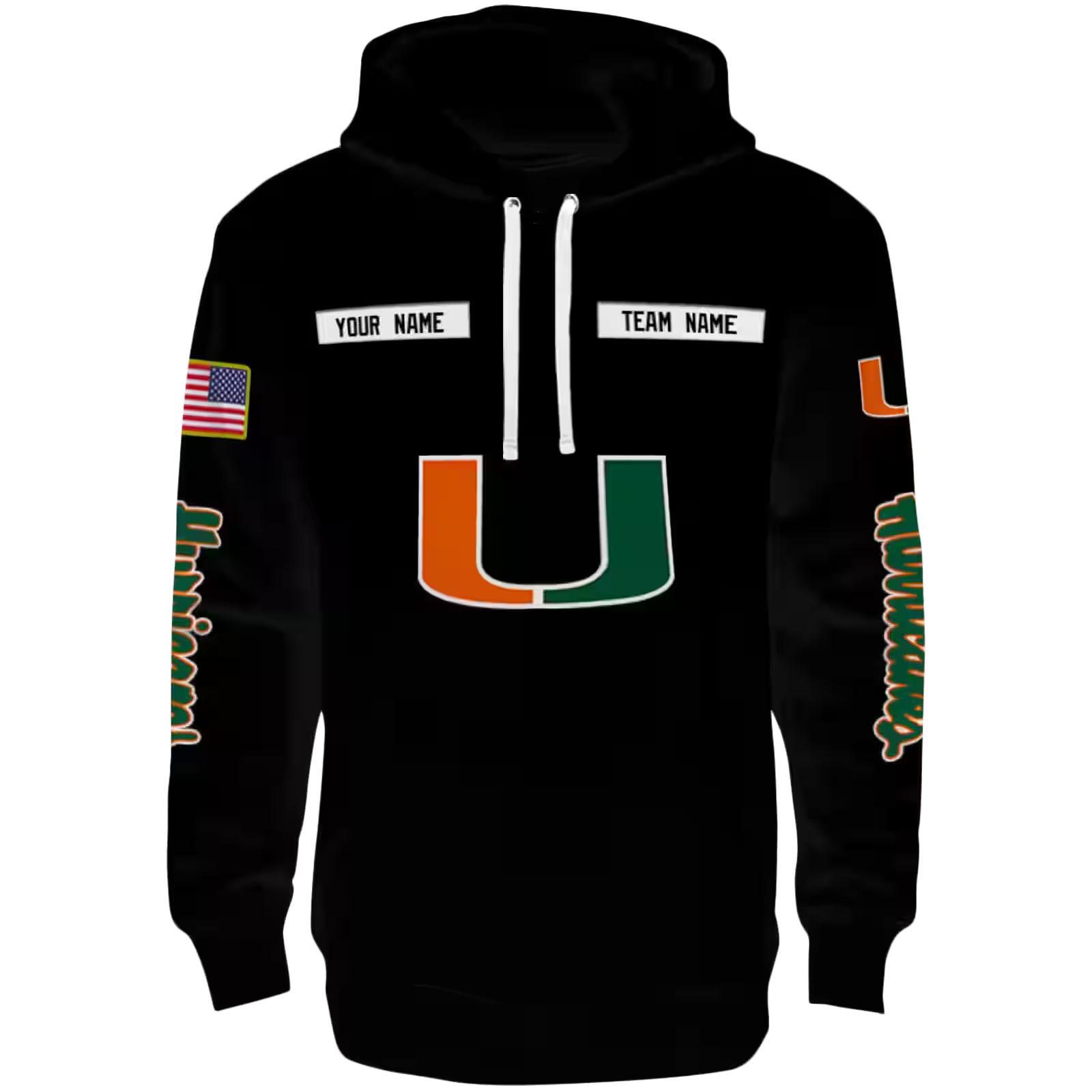 Customized Miami Hurricanes Punisher Skull Black Hoodie