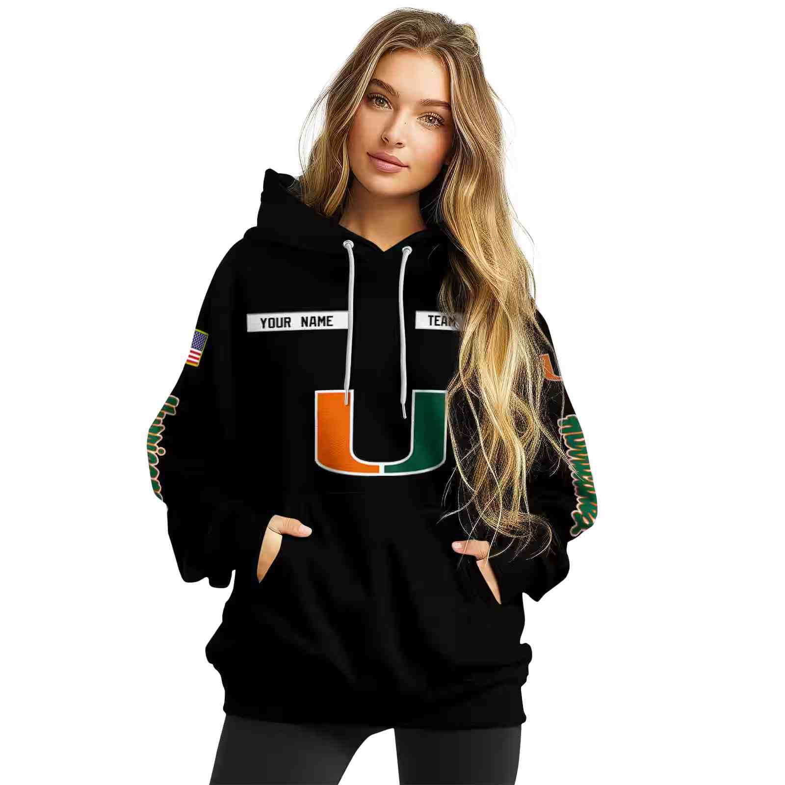 customized miami hurricanes punisher skull black hoodie high quality