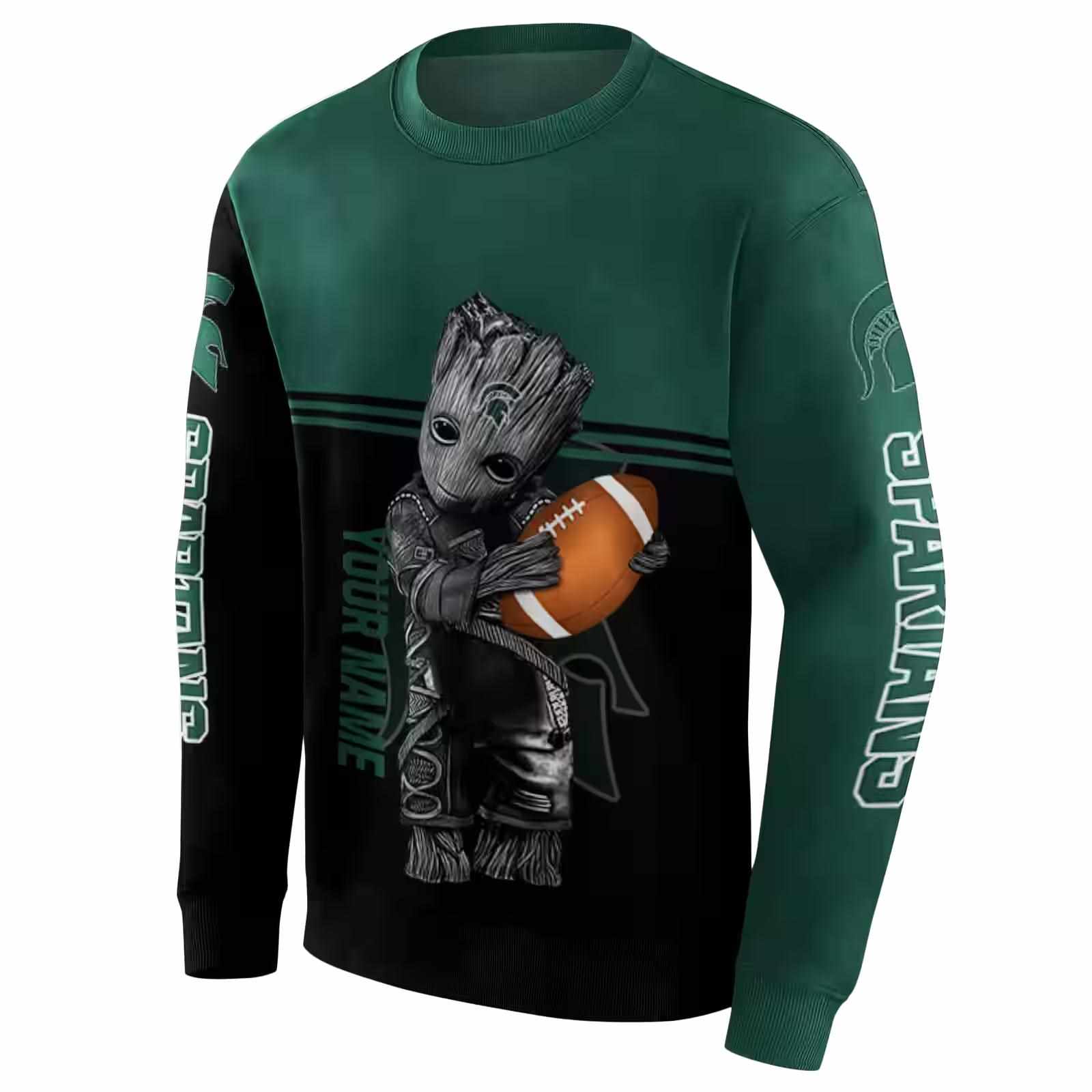 customized michigan state spartans baby groot green black hoodie new arrival