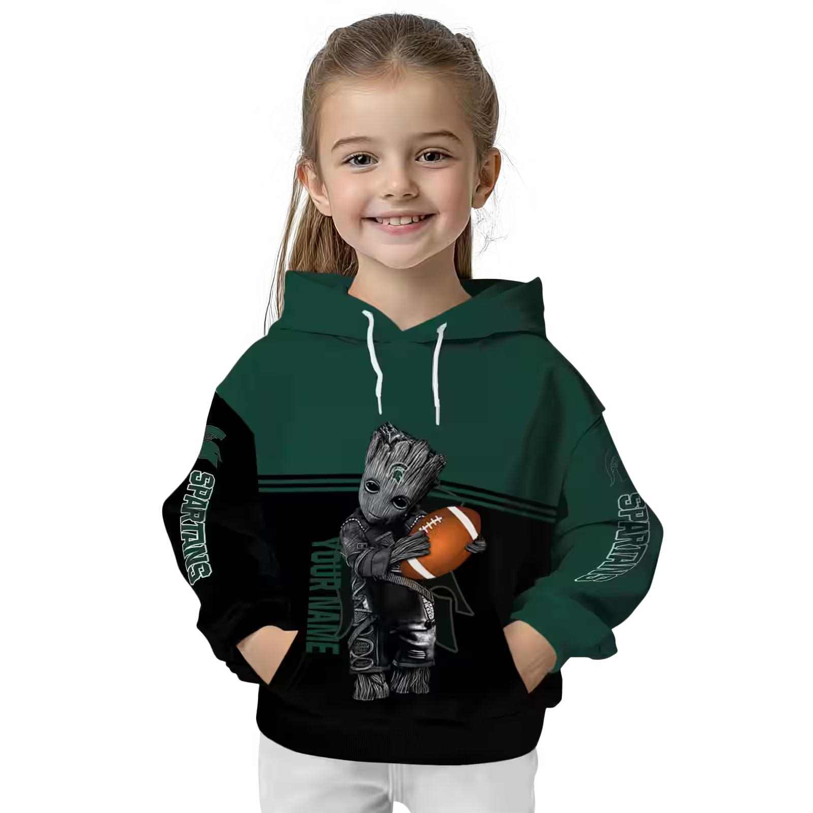 customized michigan state spartans baby groot green black hoodie top rated