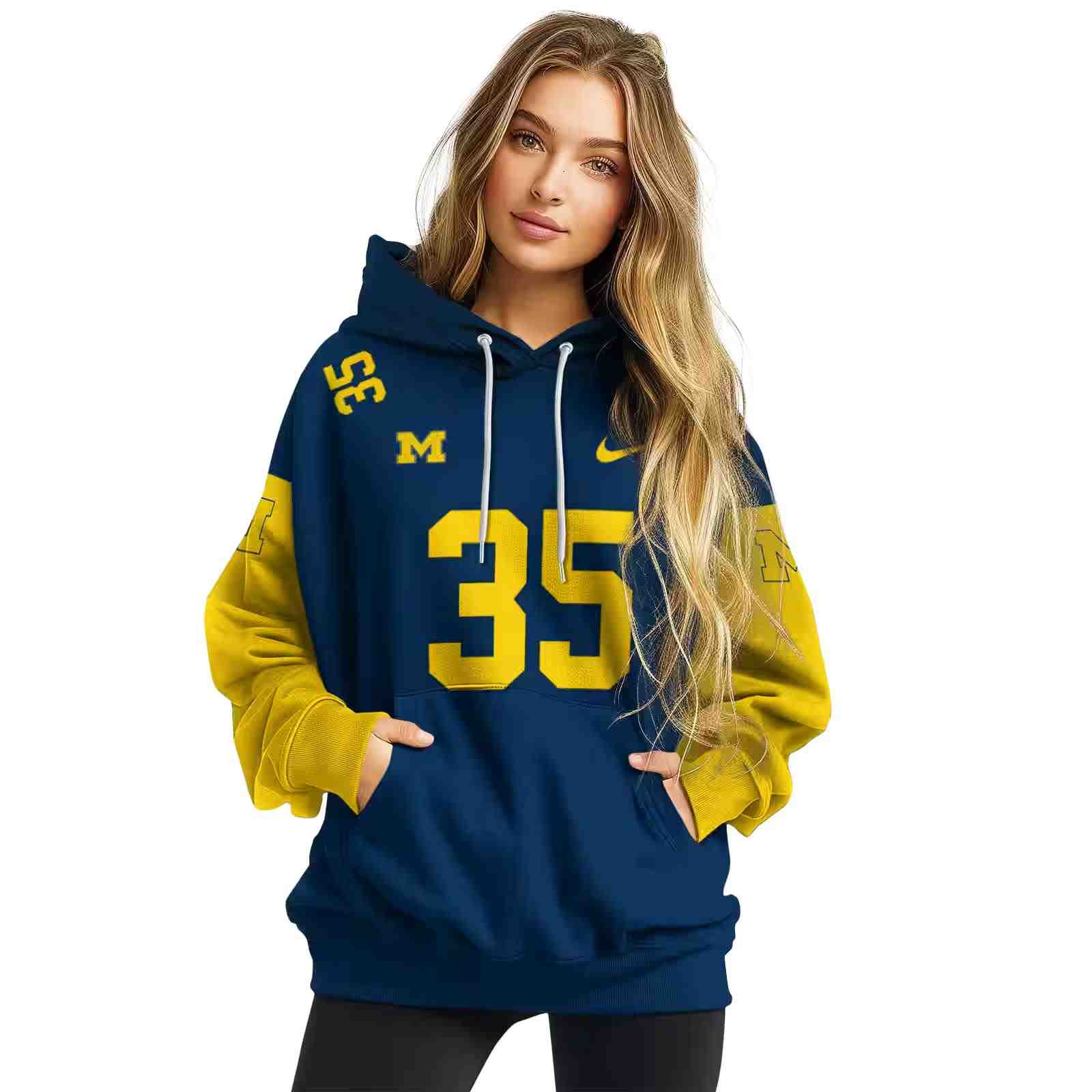 customized michigan wolverines minimal design blue hoodie high quality