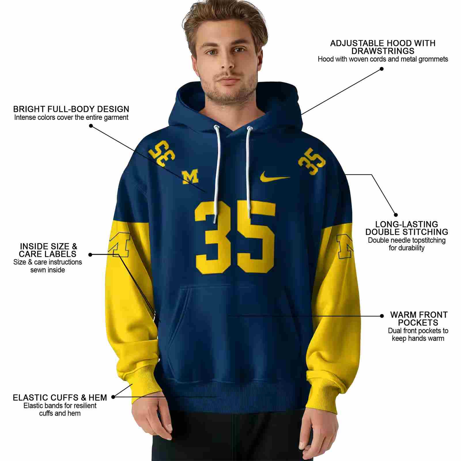 customized michigan wolverines minimal design blue hoodie latest model