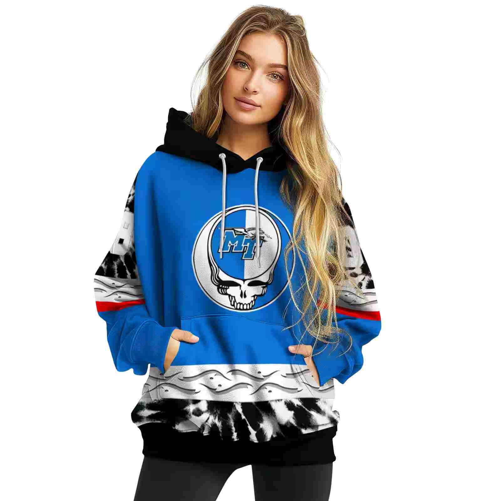 customized middle tennessee blue raiders grateful vibes blue hoodie high quality