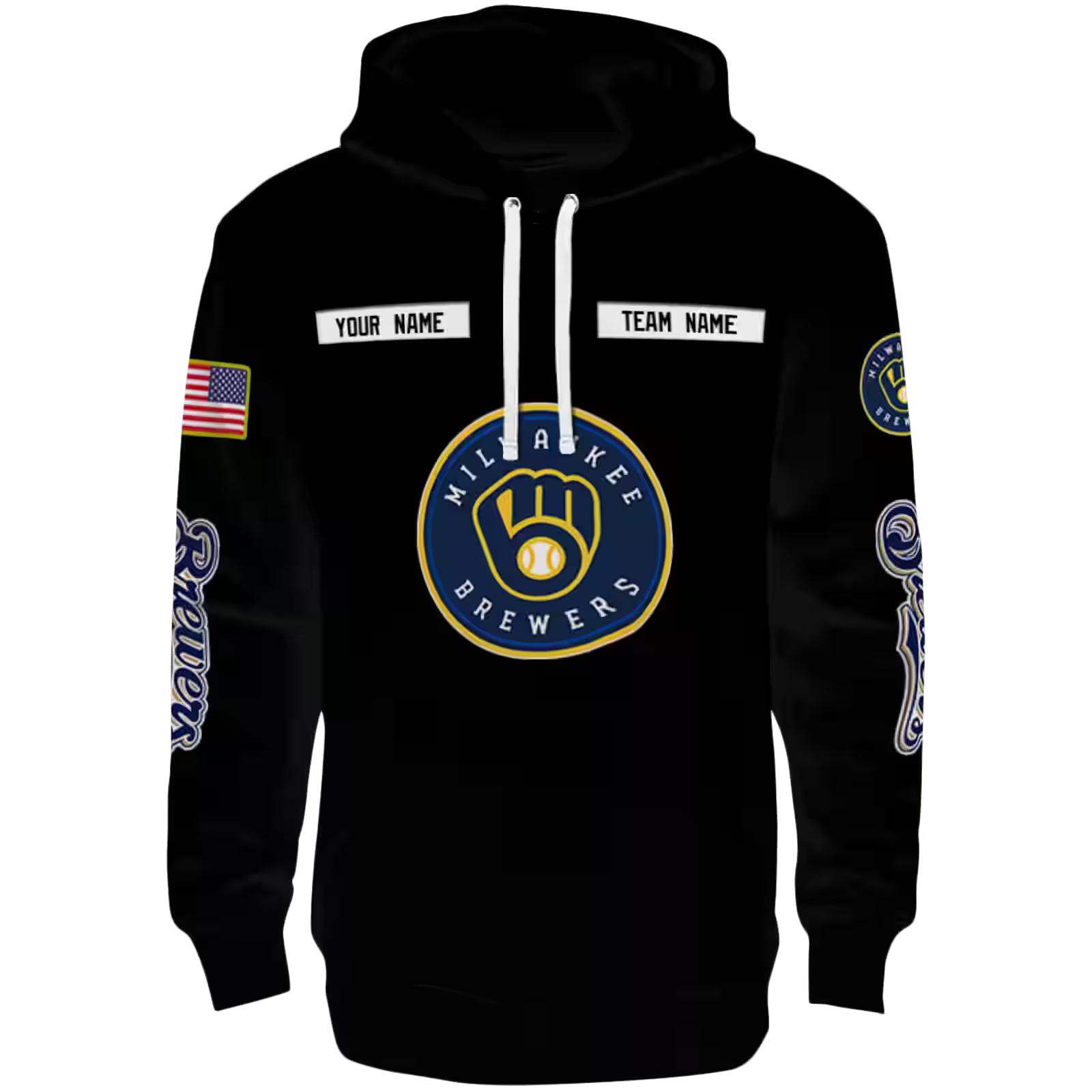 Customized Milwaukee Brewers Punisher Skull Black Hoodie