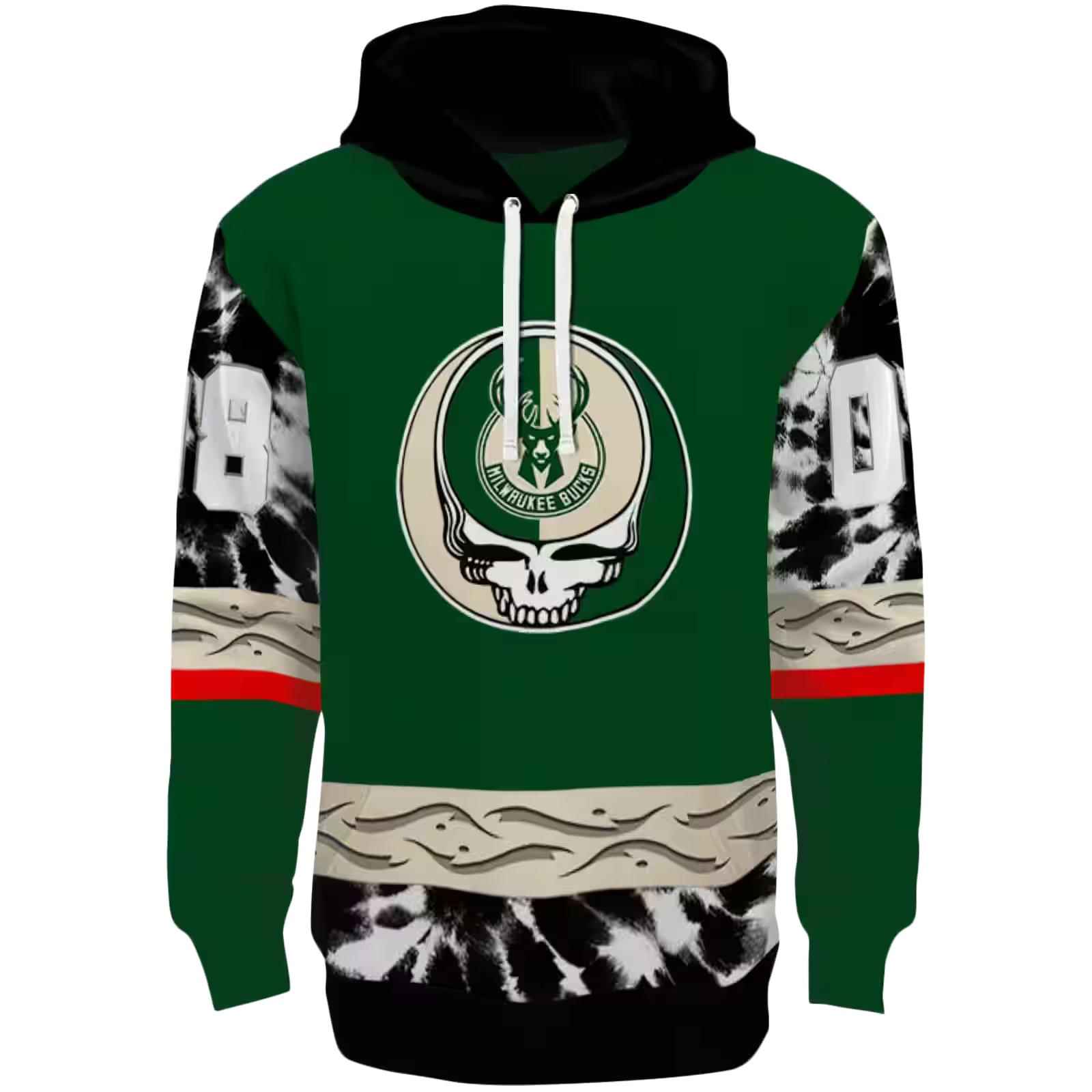 Customized Milwaukee Bucks Grateful Vibes Green Hoodie