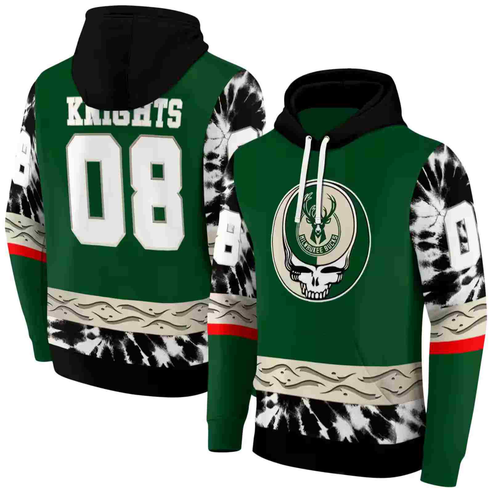 customized milwaukee bucks grateful vibes green hoodie fashion forward