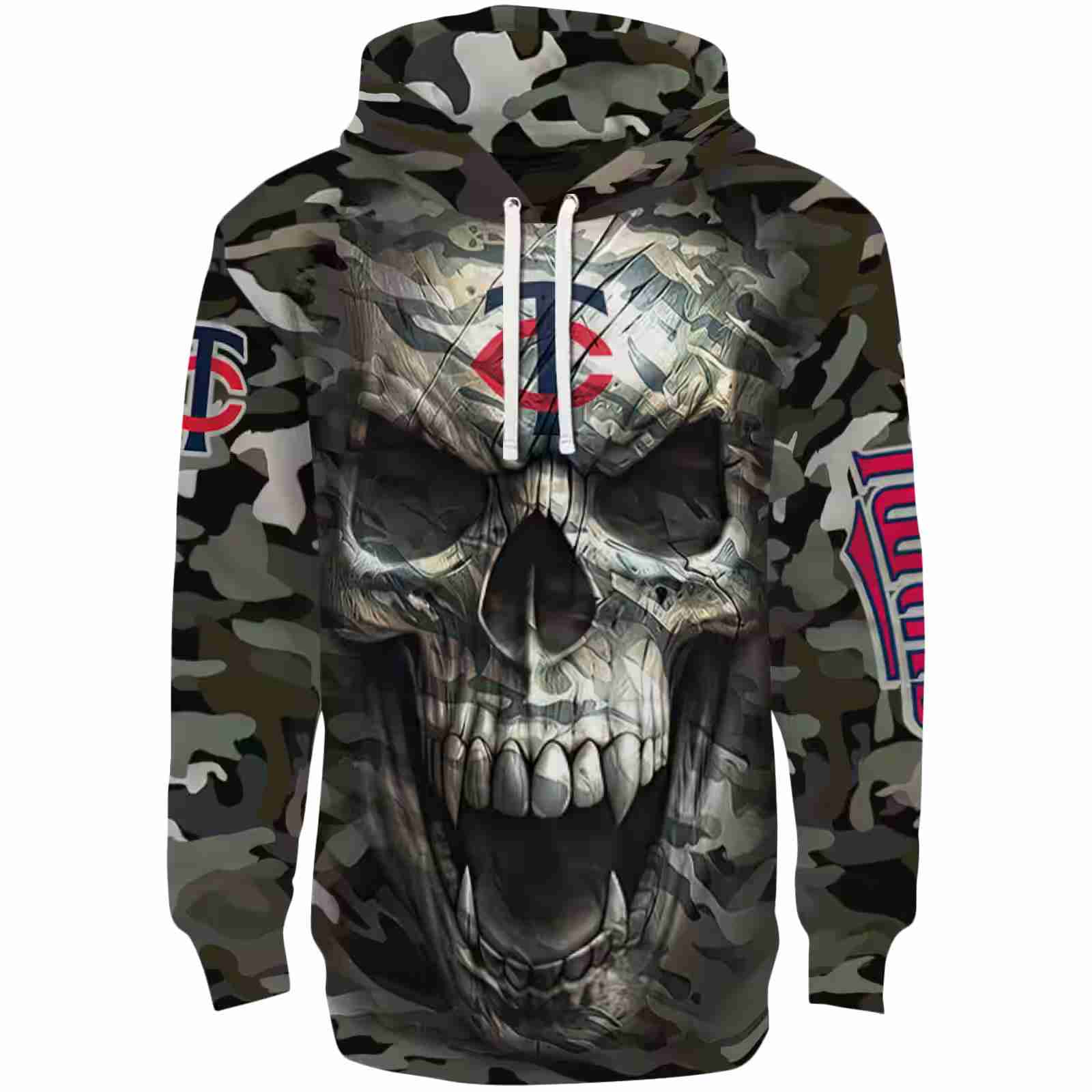 Customized Minnesota Twins Camo Skull Hoodie