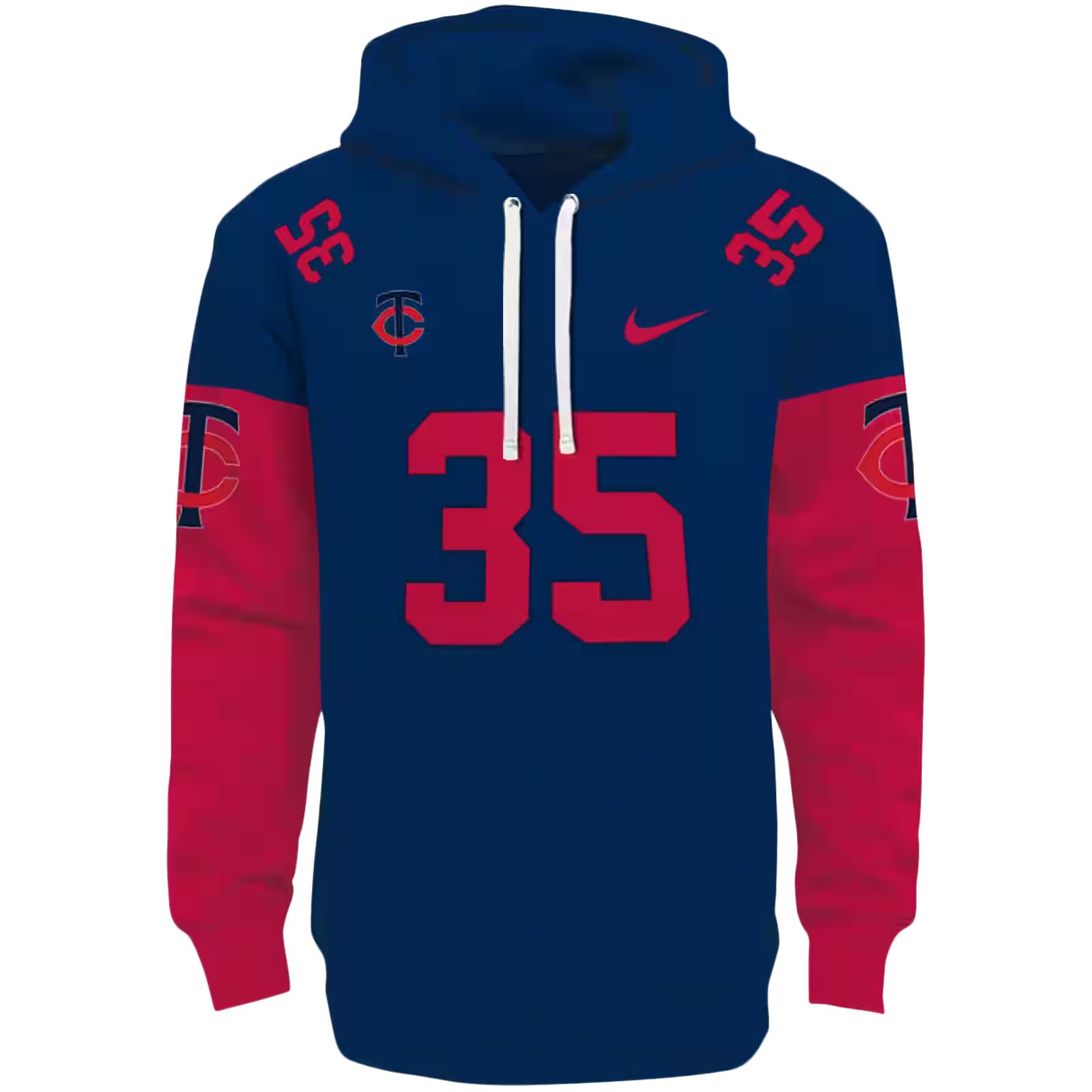 Customized Minnesota Twins Minimal Design Navy Hoodie