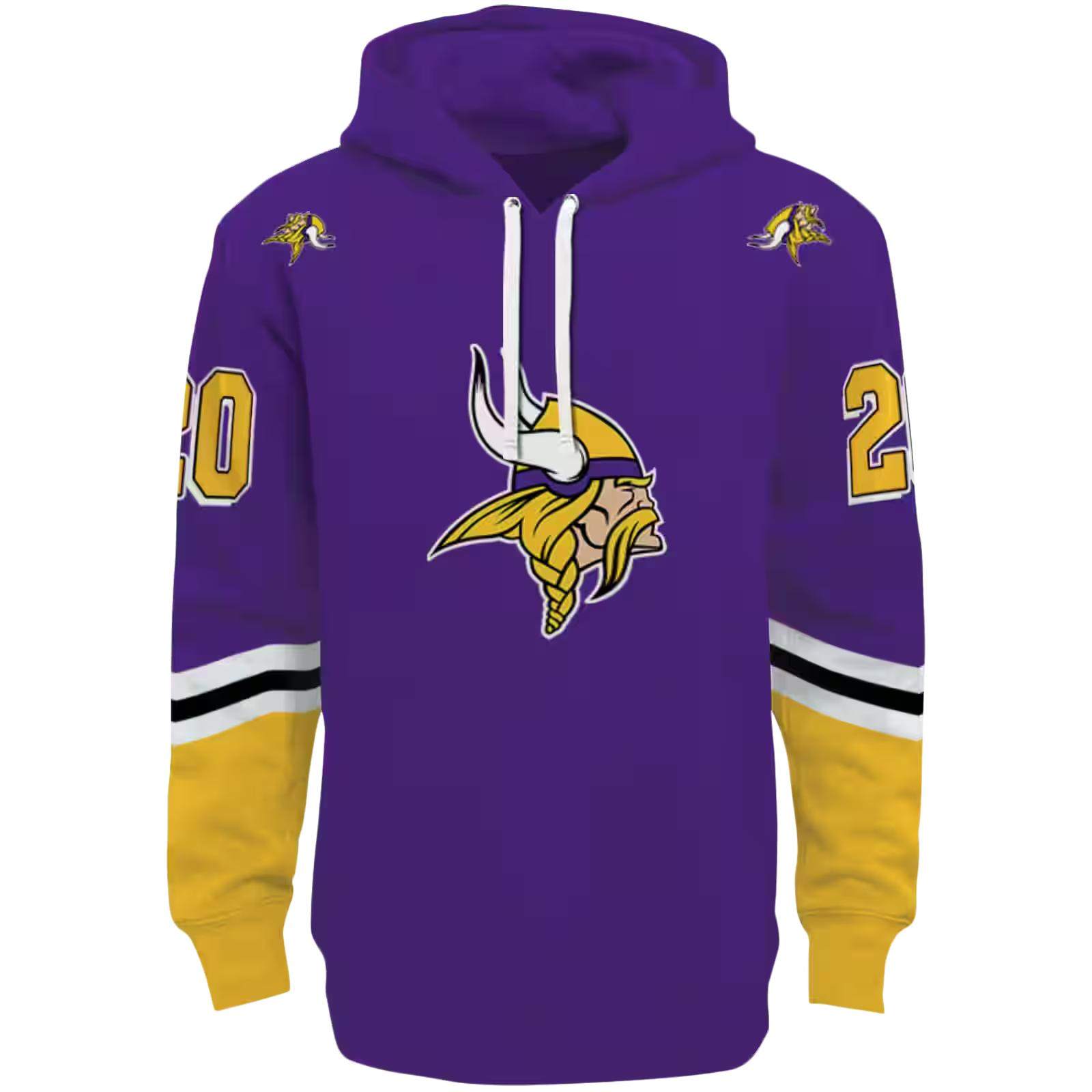 Customized Minnesota Vikings Striped Sleeves Purple Hoodie