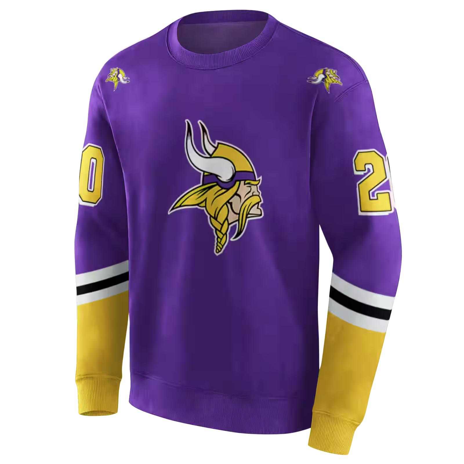 customized minnesota vikings striped sleeves purple hoodie new arrival