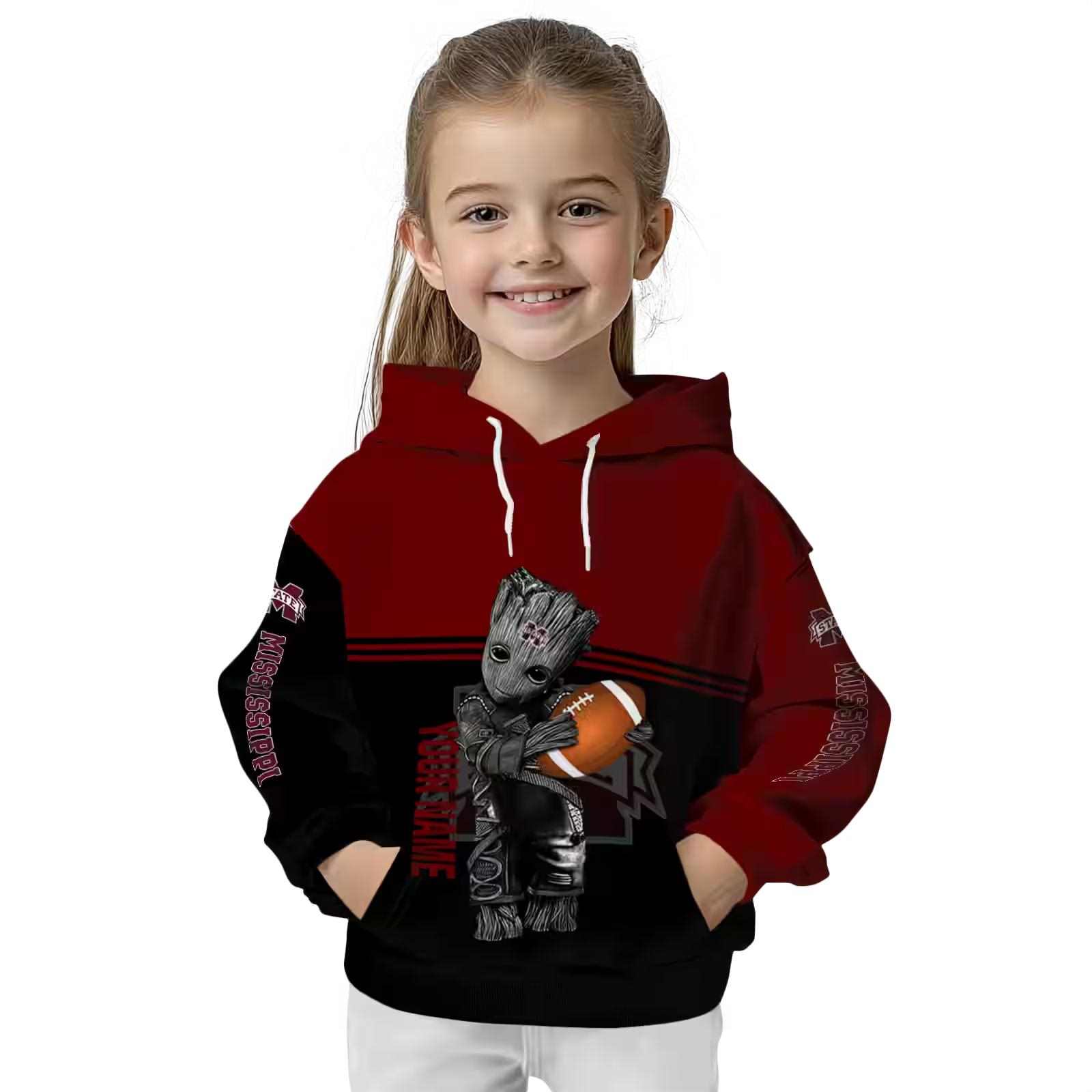 customized mississippi state bulldogs baby groot maroon black hoodie top rated