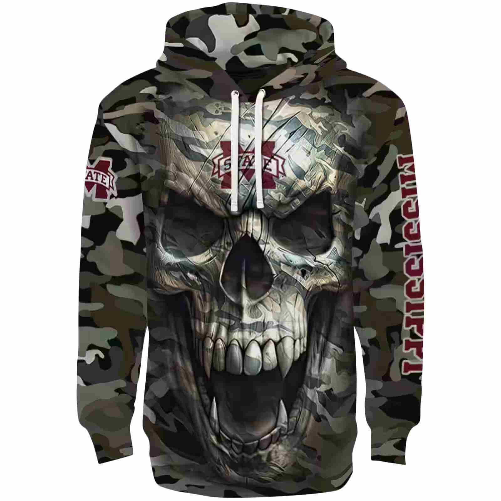 Customized Mississippi State Bulldogs Camo Skull Hoodie