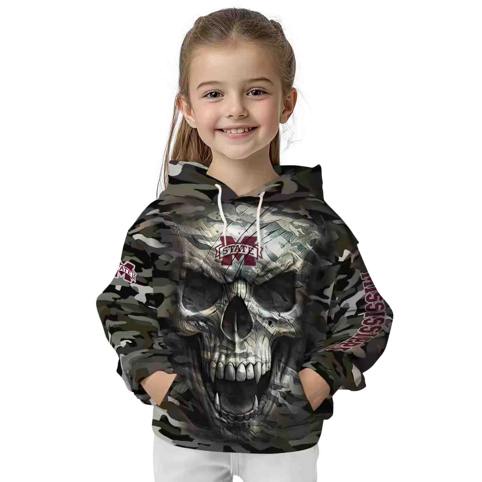 customized mississippi state bulldogs camo skull hoodie top rated