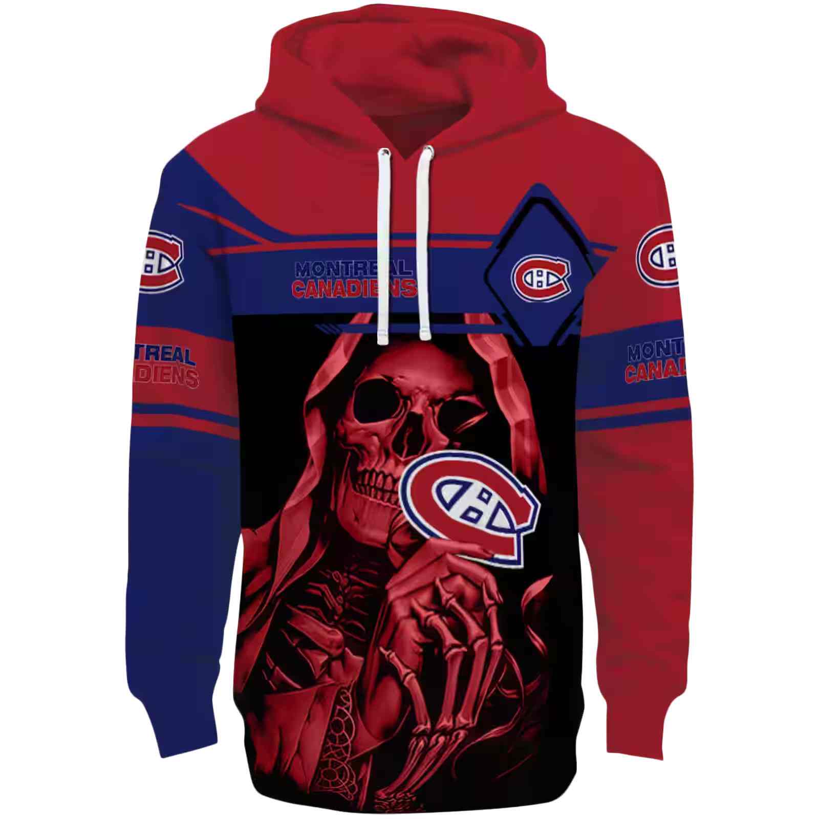 Customized Montreal Canadiens Grim Reaper Red Black Hoodie