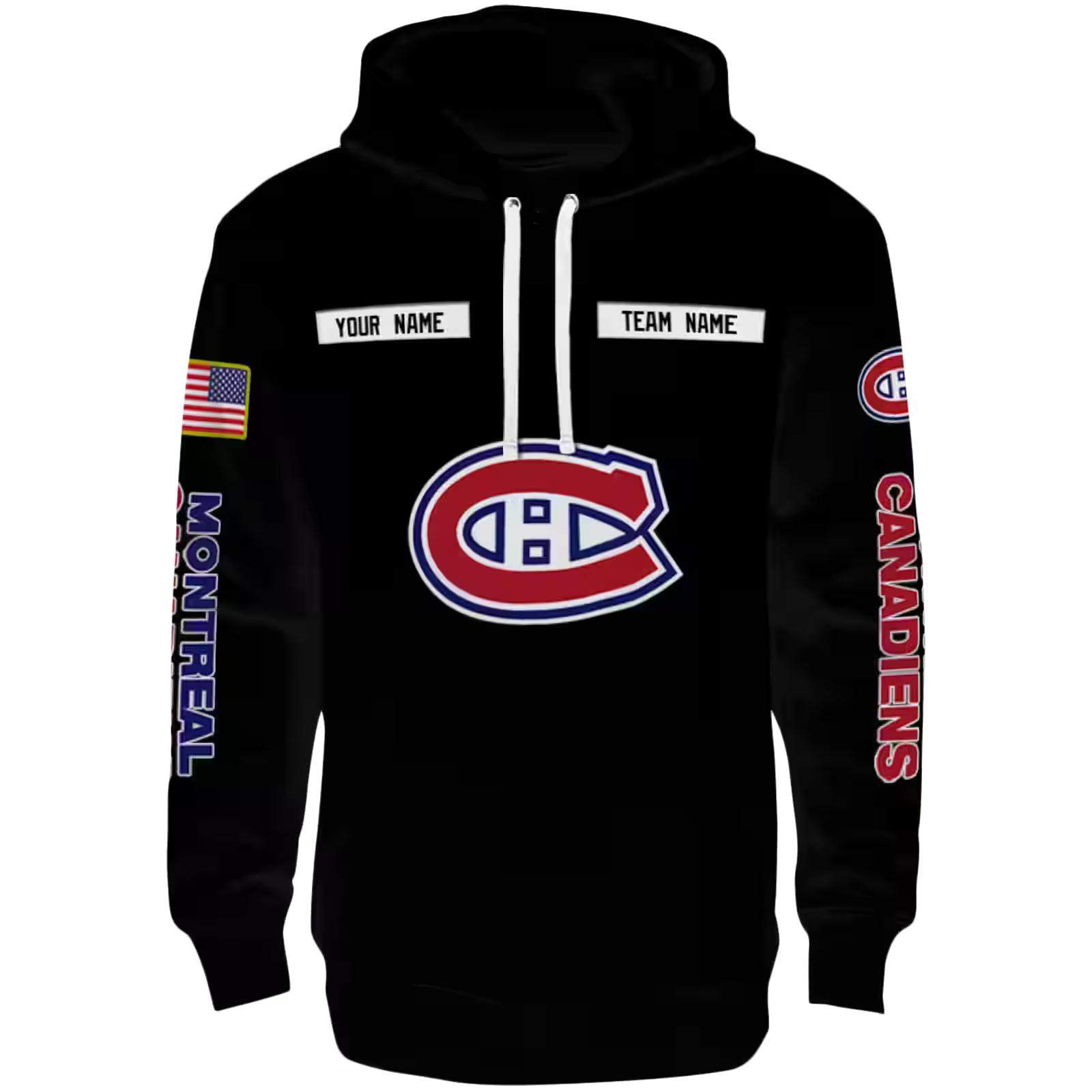 Customized Montreal Canadiens Punisher Skull Black Hoodie