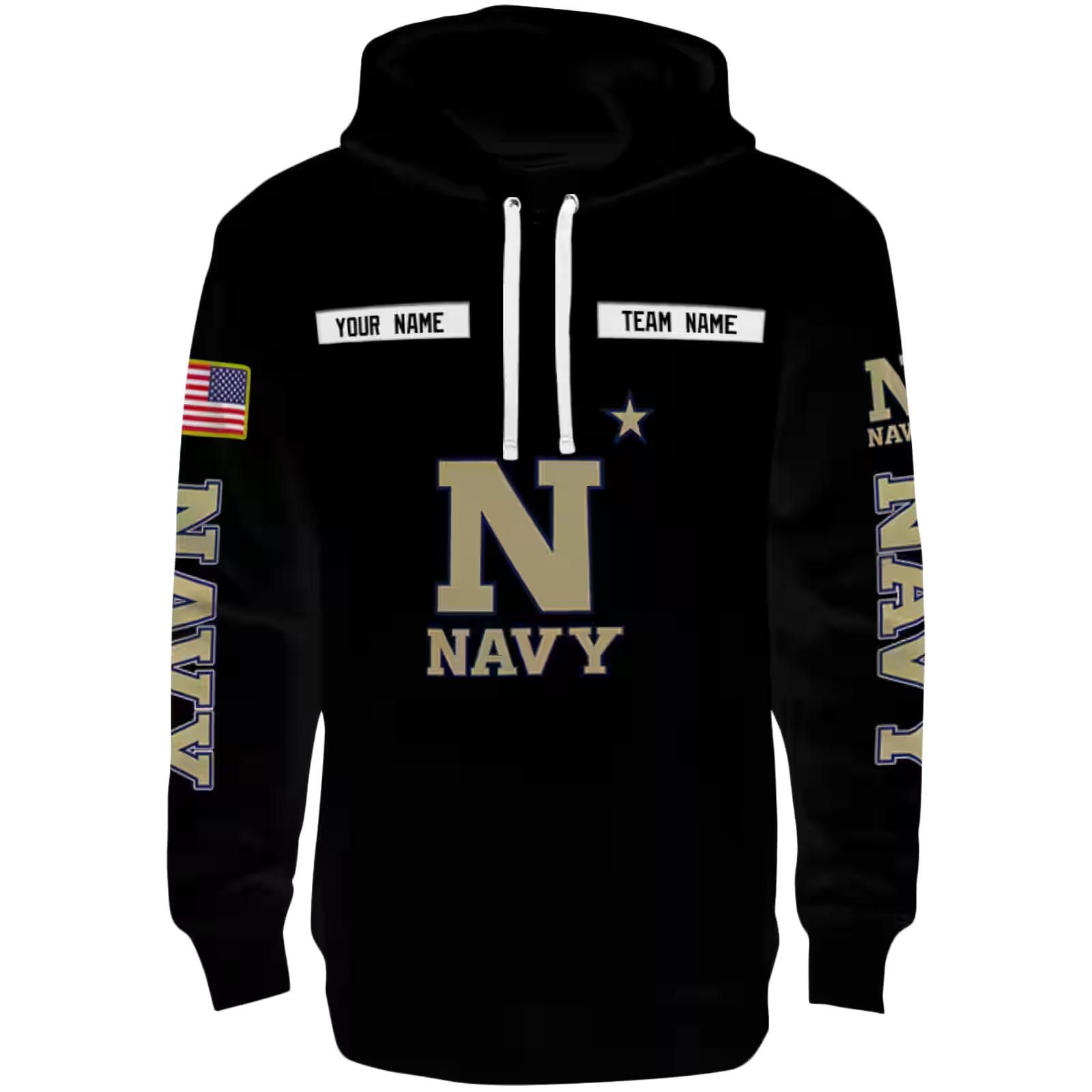 Customized Navy Midshipmen Punisher Skull Black Hoodie