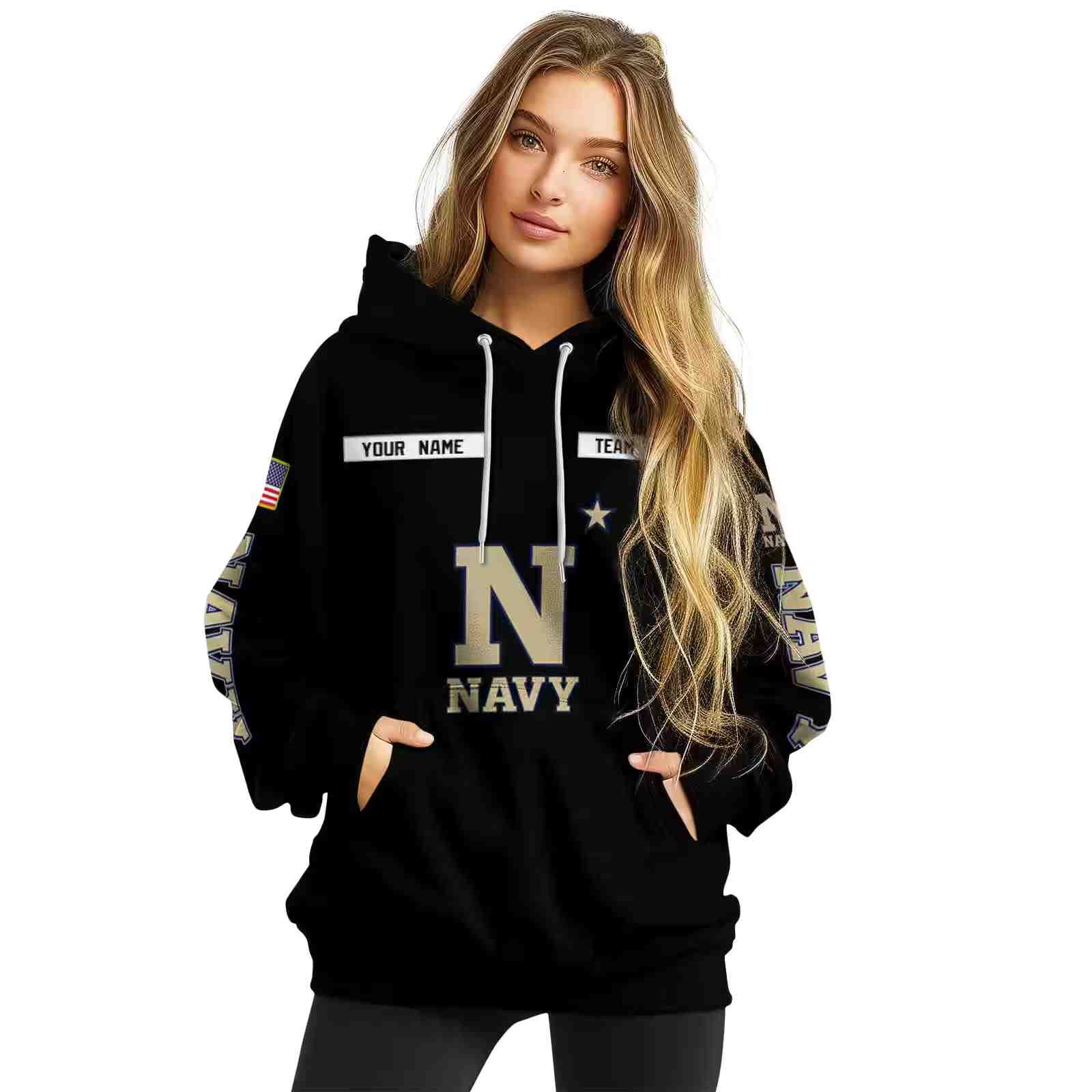 customized navy midshipmen punisher skull black hoodie high quality