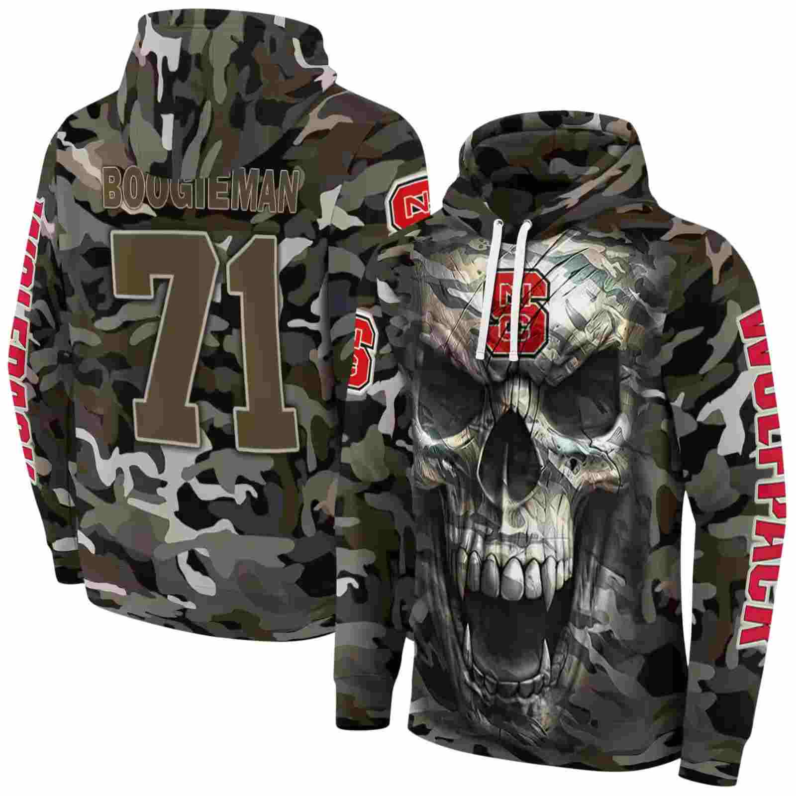 customized nc state wolfpack camo skull hoodie fashion forward