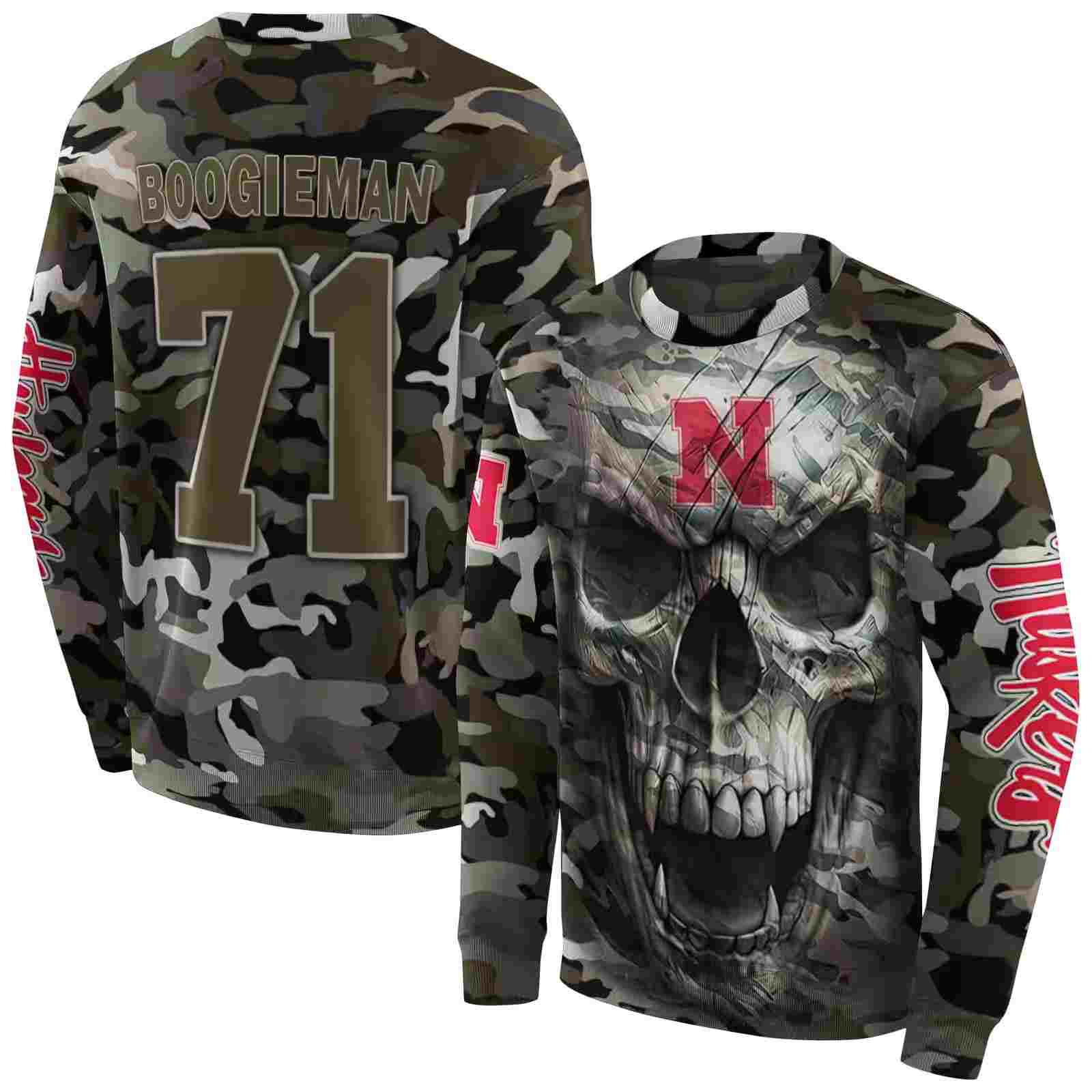 customized nebraska cornhuskers camo skull hoodie premium grade