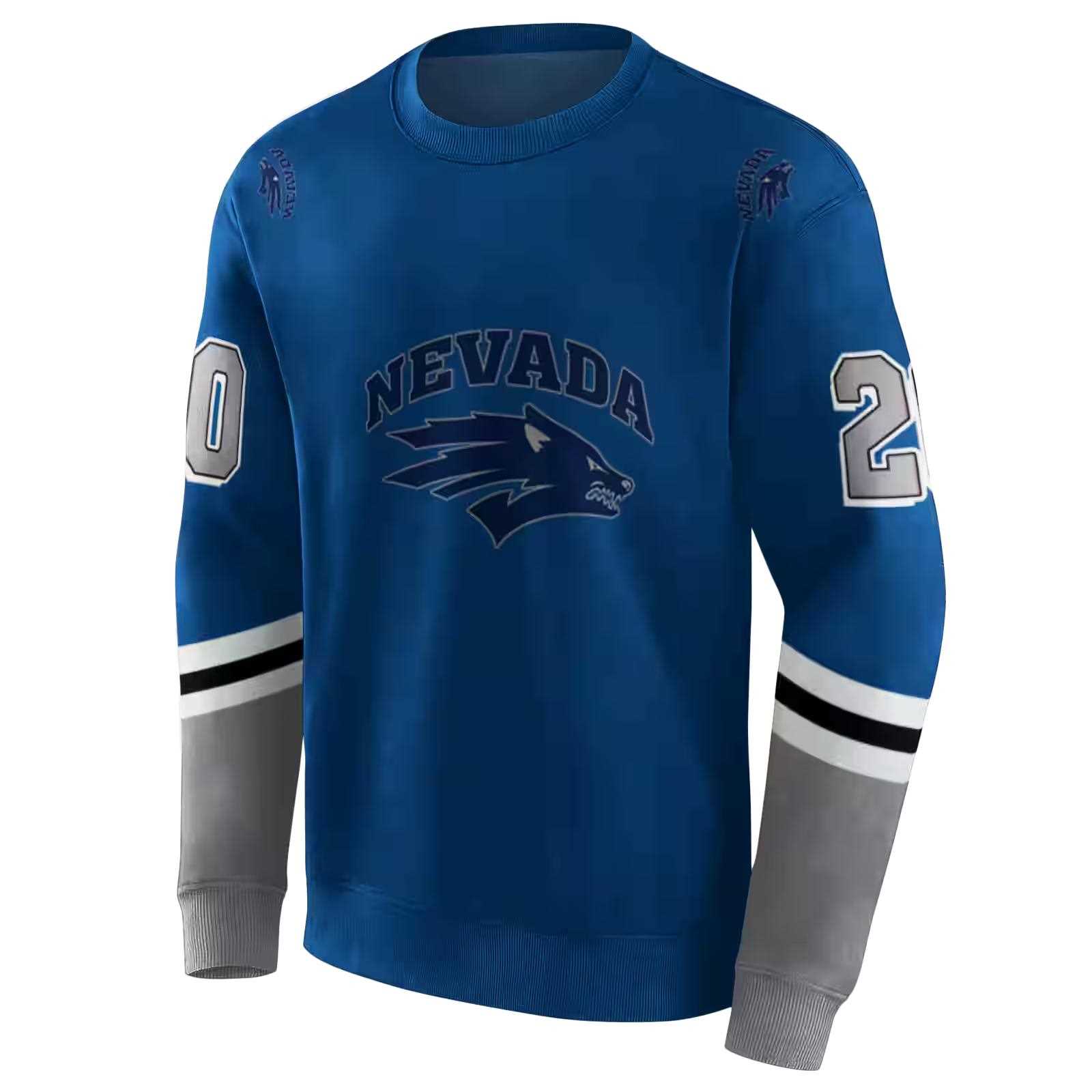 customized nevada wolf pack striped sleeves blue hoodie new arrival