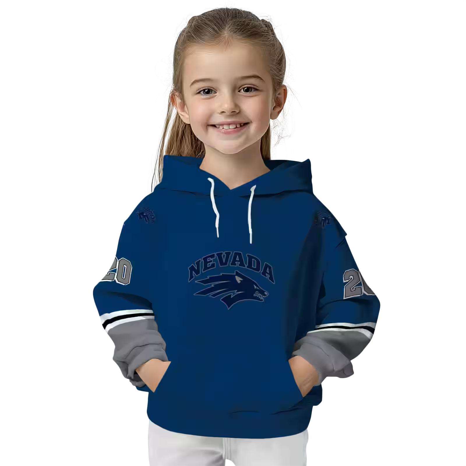 customized nevada wolf pack striped sleeves blue hoodie top rated