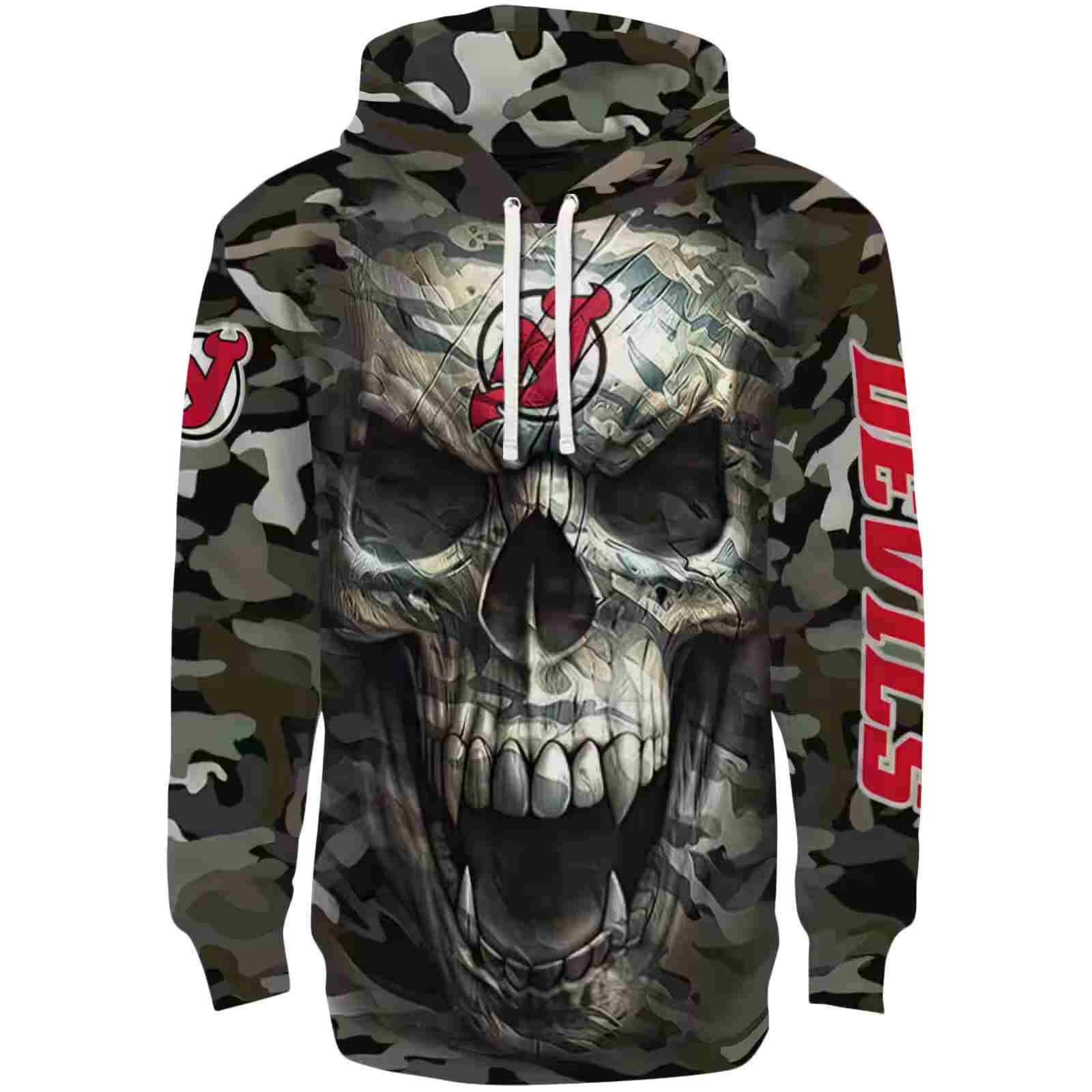 Customized New Jersey Devils Camo Skull Hoodie