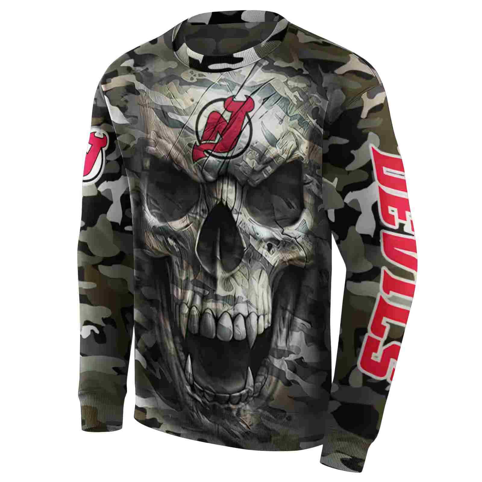 customized new jersey devils camo skull hoodie new arrival