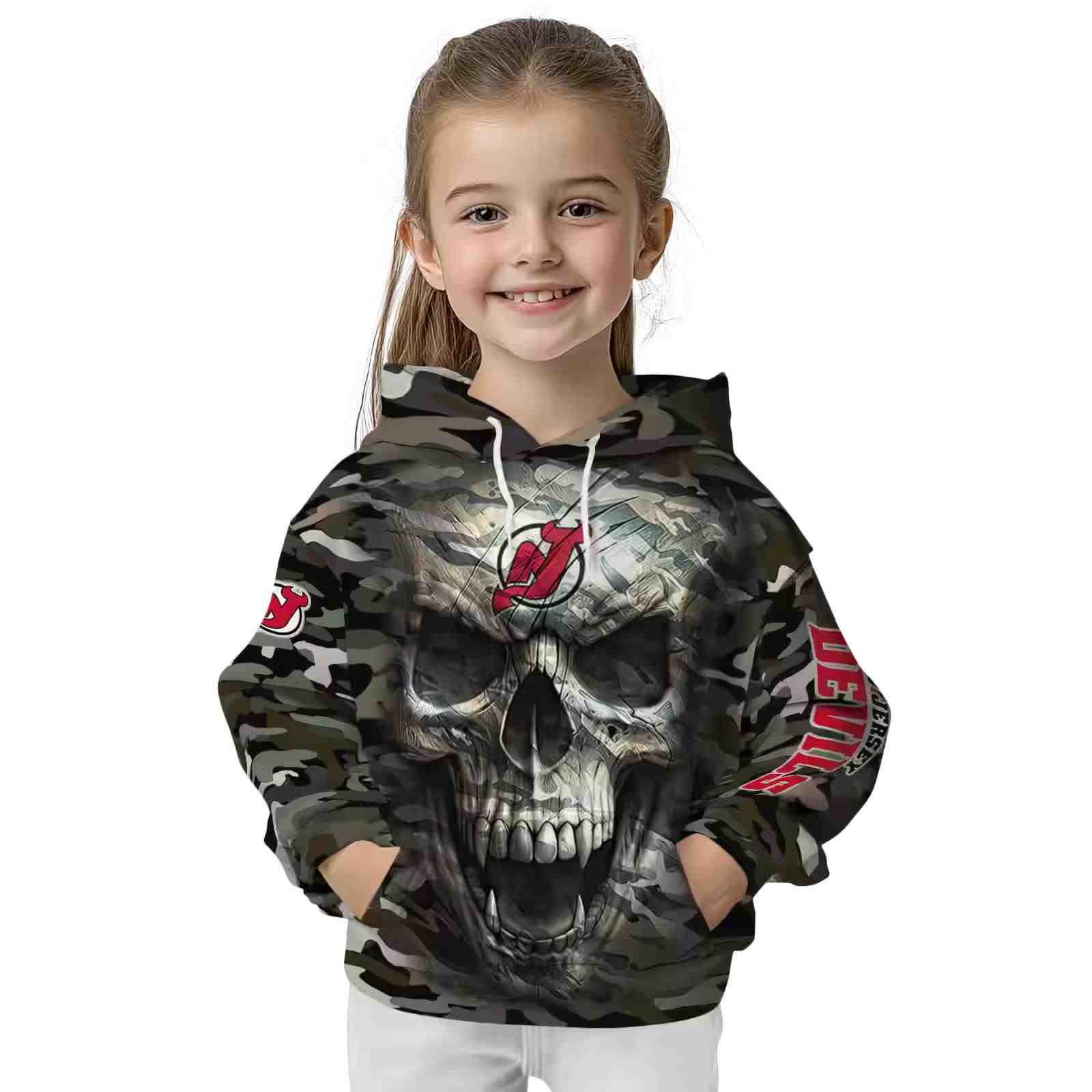 customized new jersey devils camo skull hoodie top rated