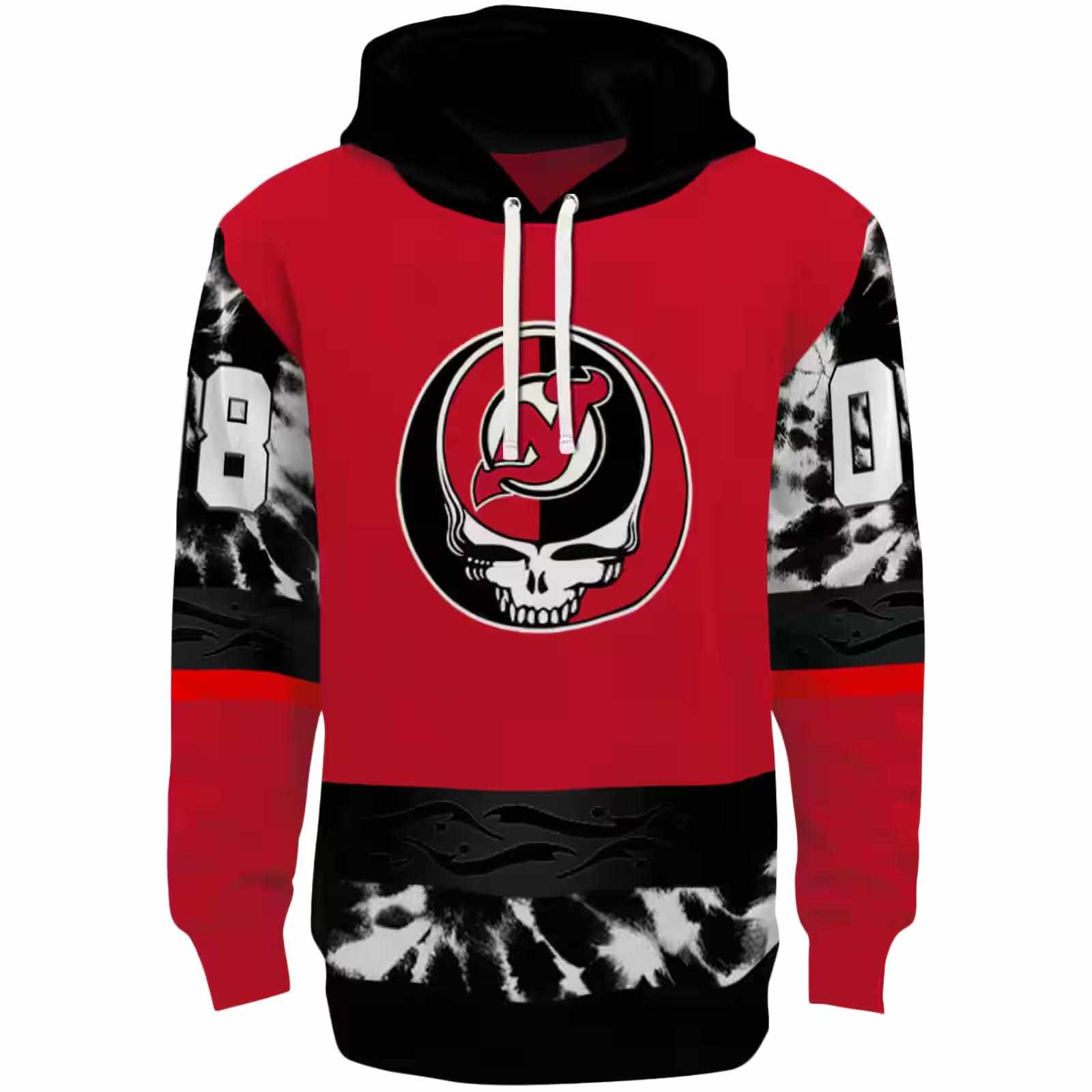 Customized New Jersey Devils Grateful Vibes Red Hoodie