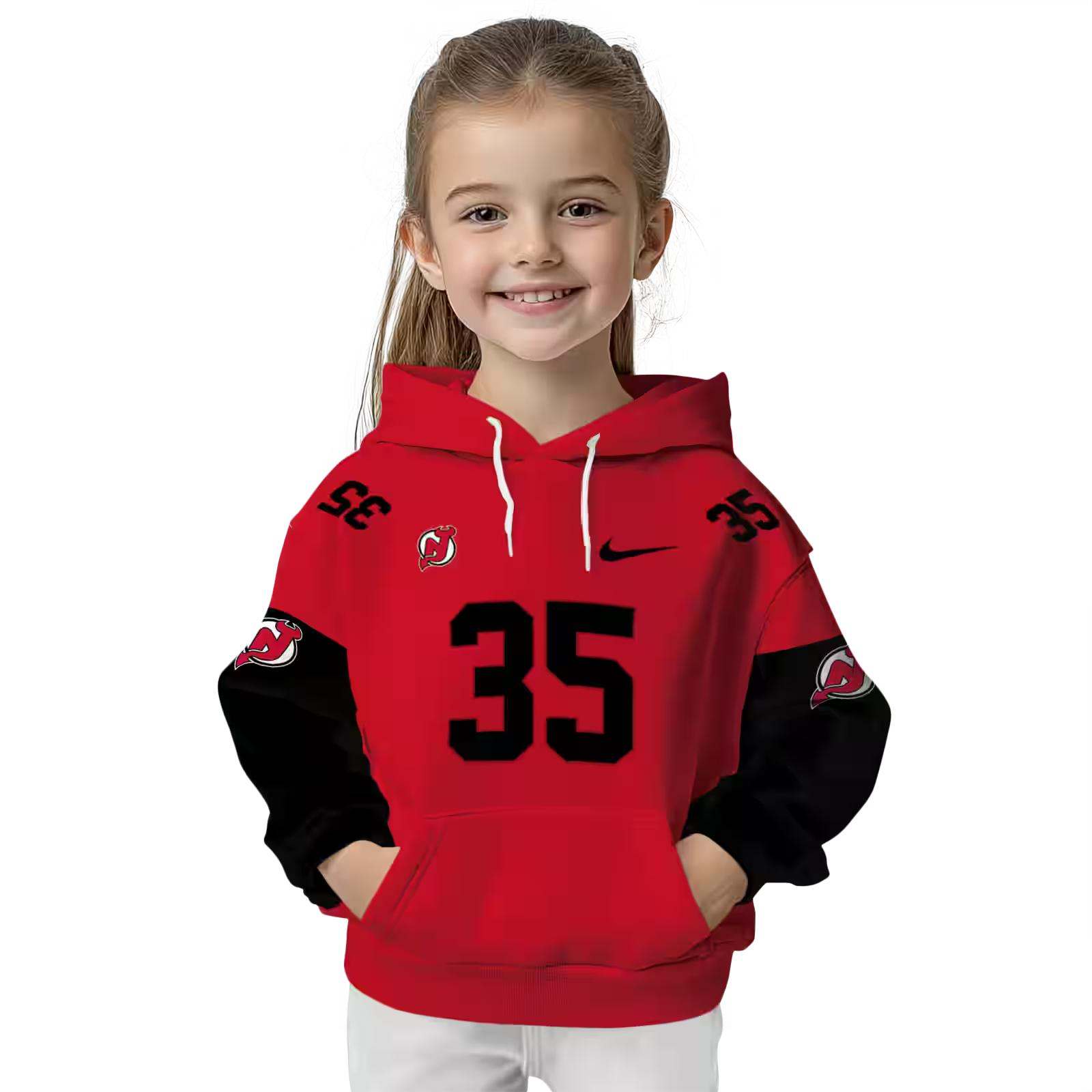 customized new jersey devils minimal design red hoodie top rated