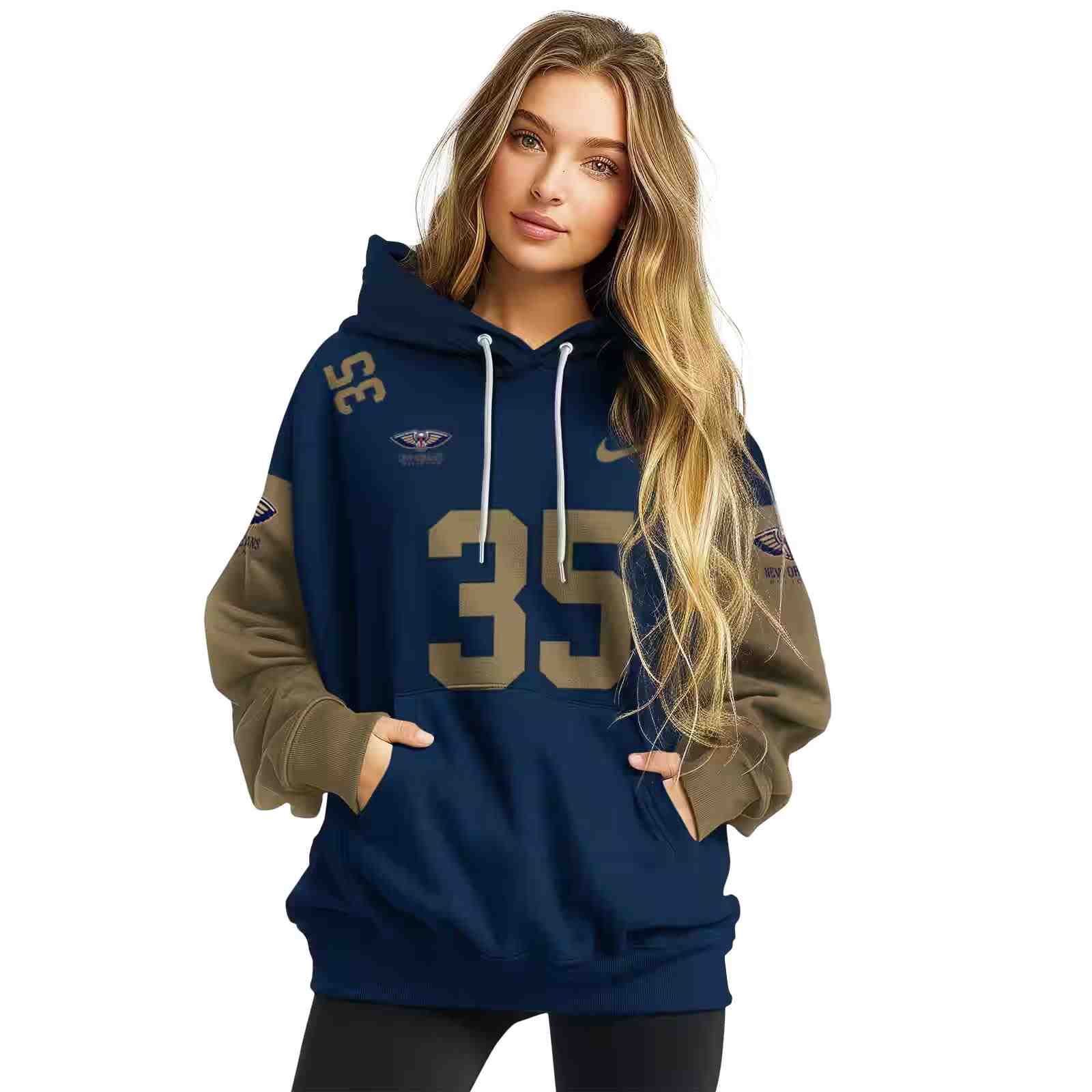 customized new orleans pelicans minimal design navy hoodie high quality