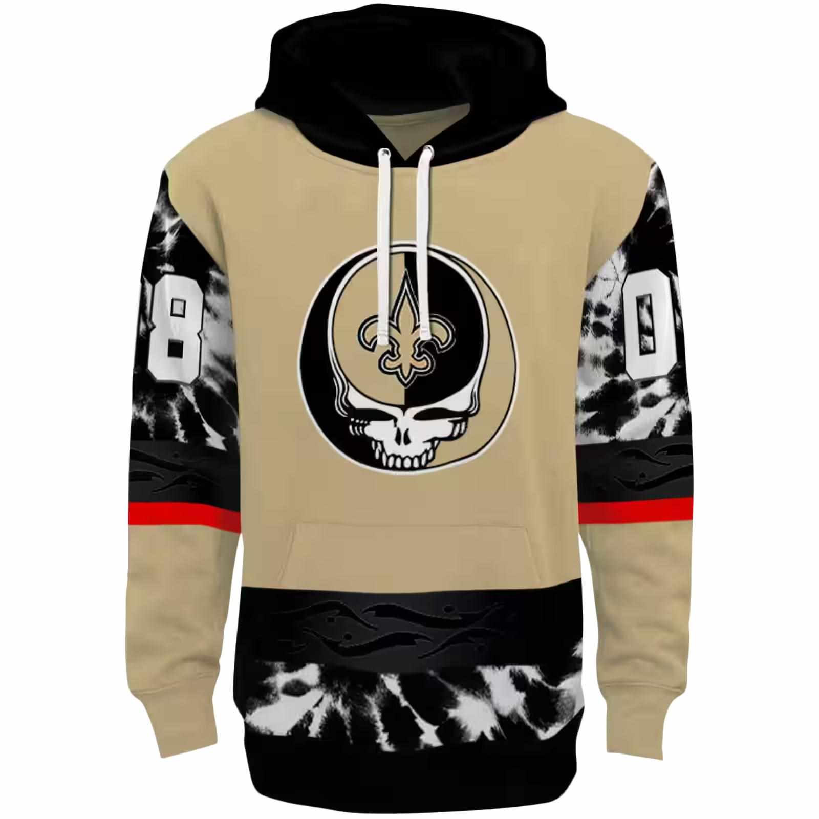 Customized New Orleans Saints Grateful Vibes Gold Hoodie