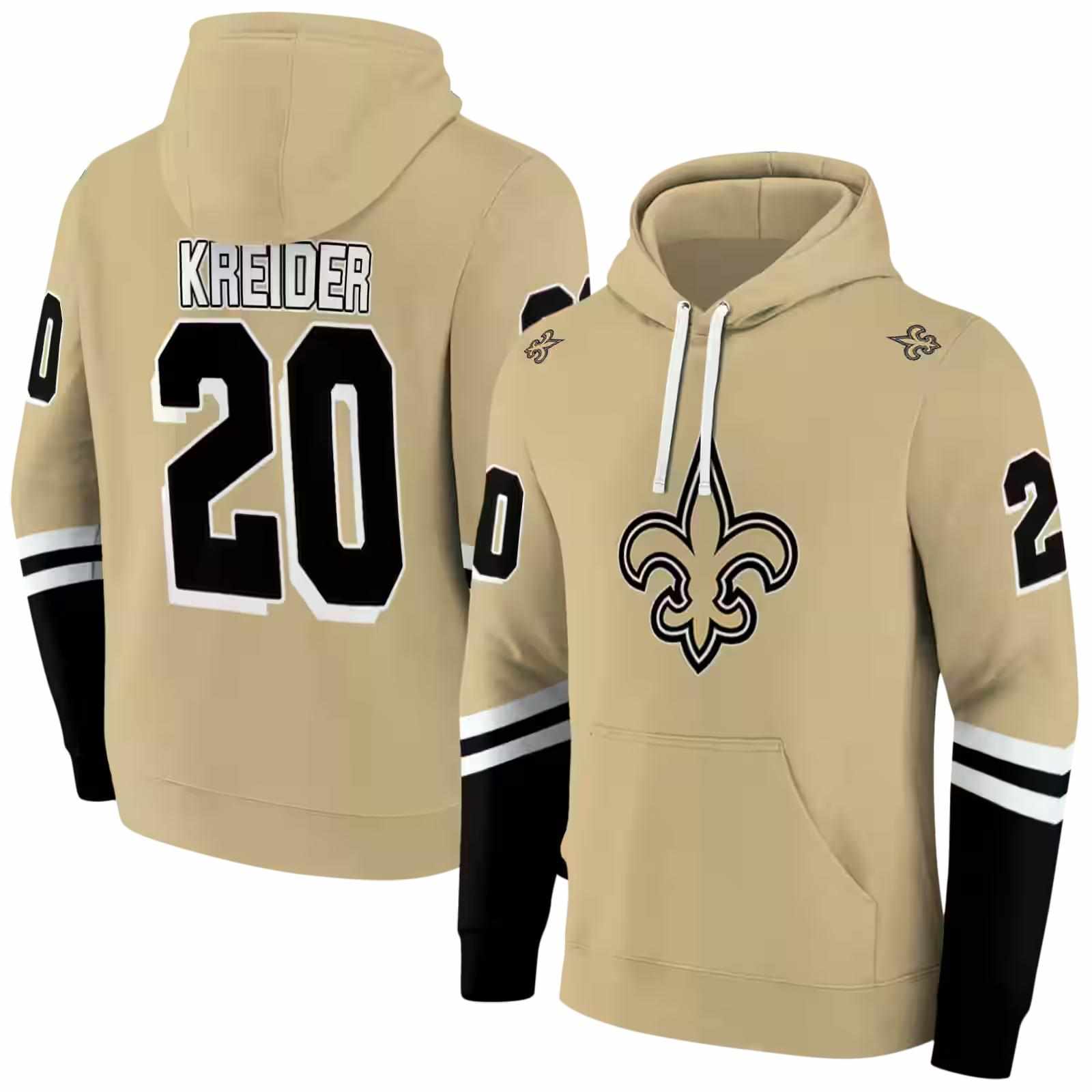 customized new orleans saints striped sleeves gold hoodie fashion forward