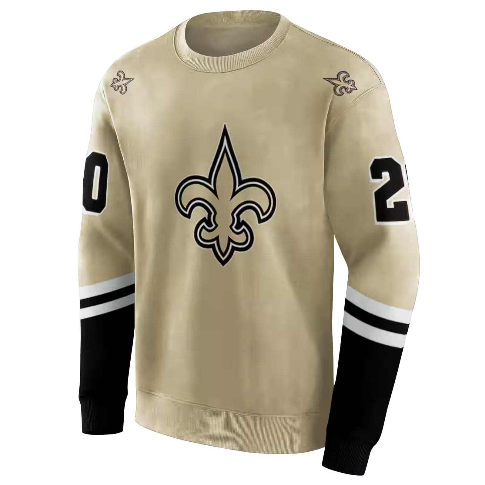 customized new orleans saints striped sleeves gold hoodie new arrival