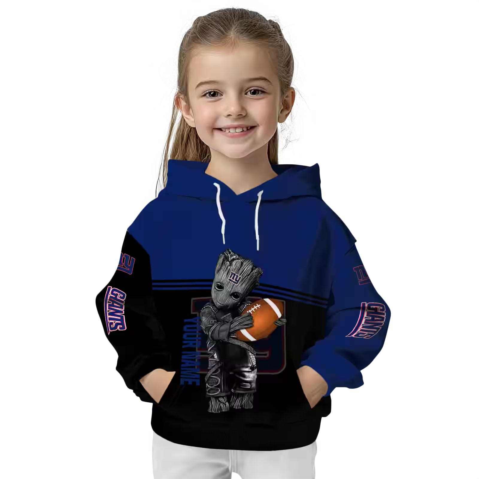 customized new york giants baby groot blue black hoodie top rated