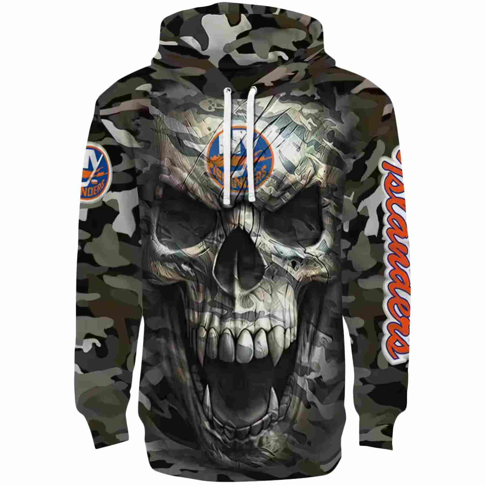 Customized New York Islanders Camo Skull Hoodie