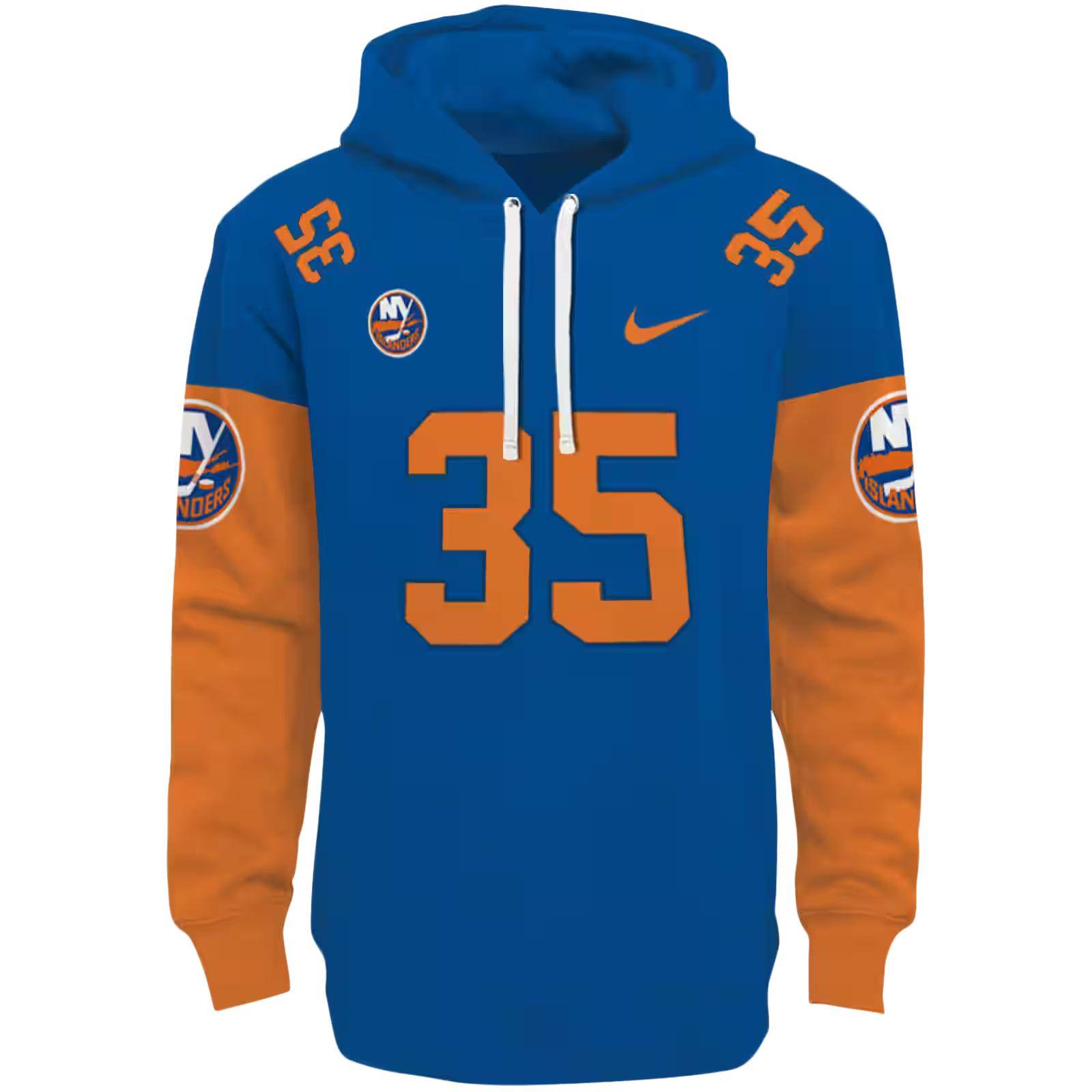 Customized New York Islanders Minimal Design Blue Hoodie